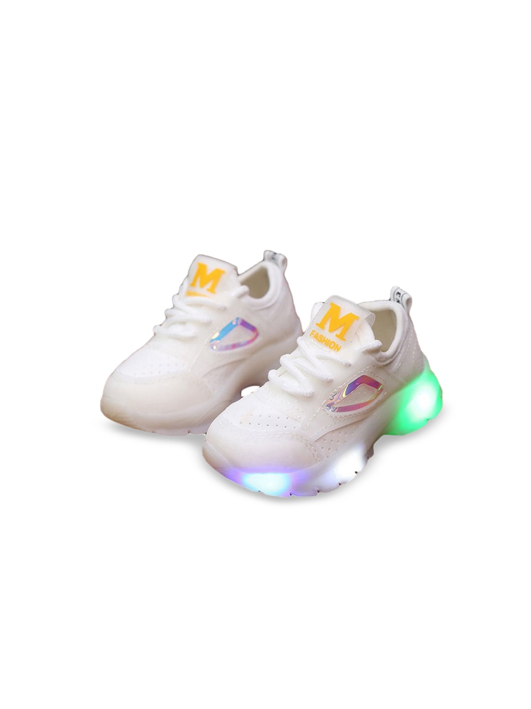 

Hopscotch Girls White Printed PU LED Sneakers