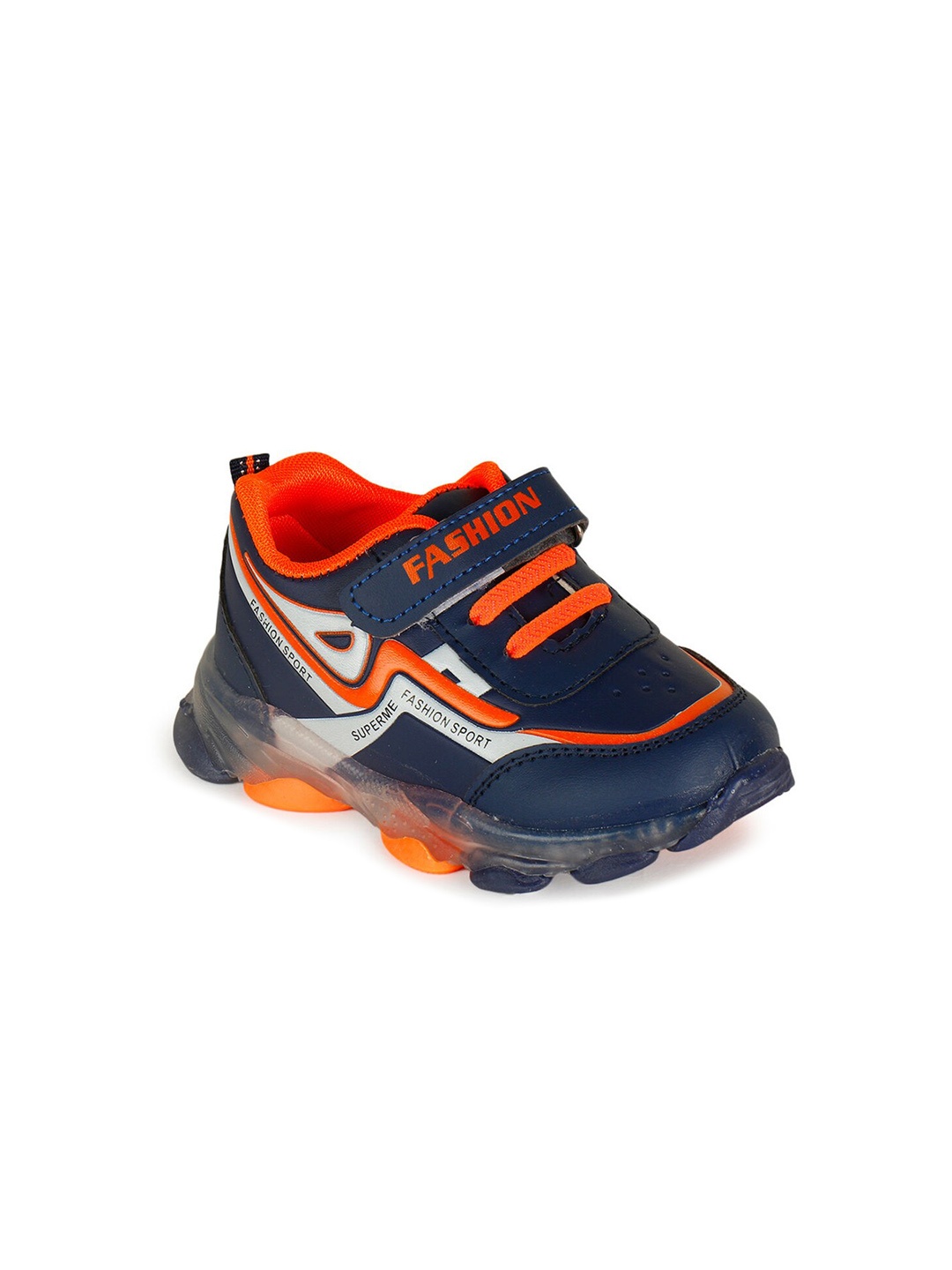 

Hopscotch Kids-Boys Blue Printed PU Slip-On LED Shoes