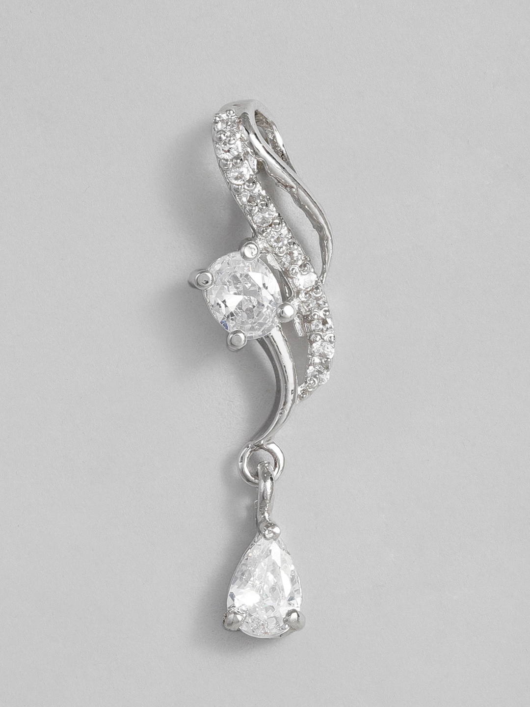 

Onaifa Silver-Toned Sterling Silver-Plated CZ-Studded Pendant