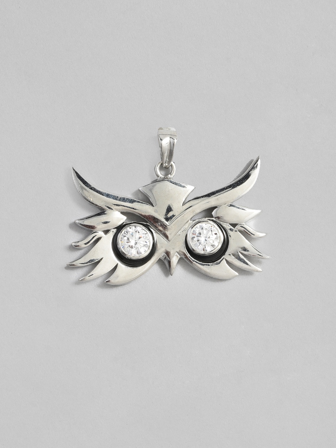 

Onaifa Silver-Plated CZ Studded Owl Pendant