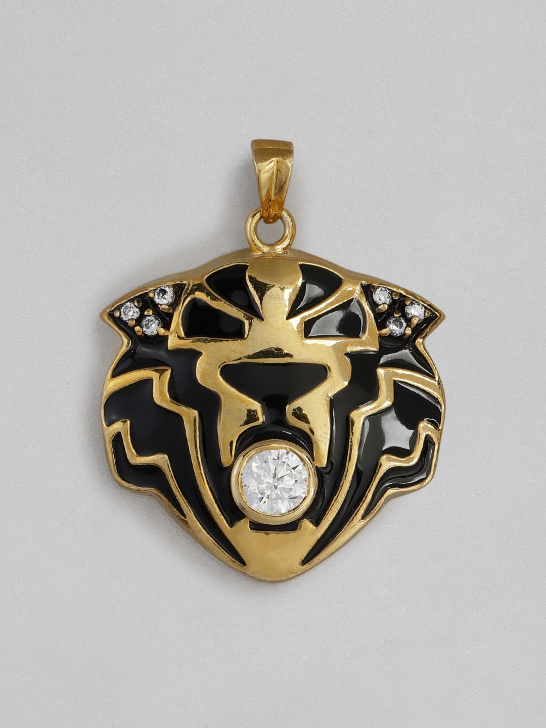 

Onaifa Gold-Toned & Sterling Silver-Plated CZ-Studded Tiger Pendant
