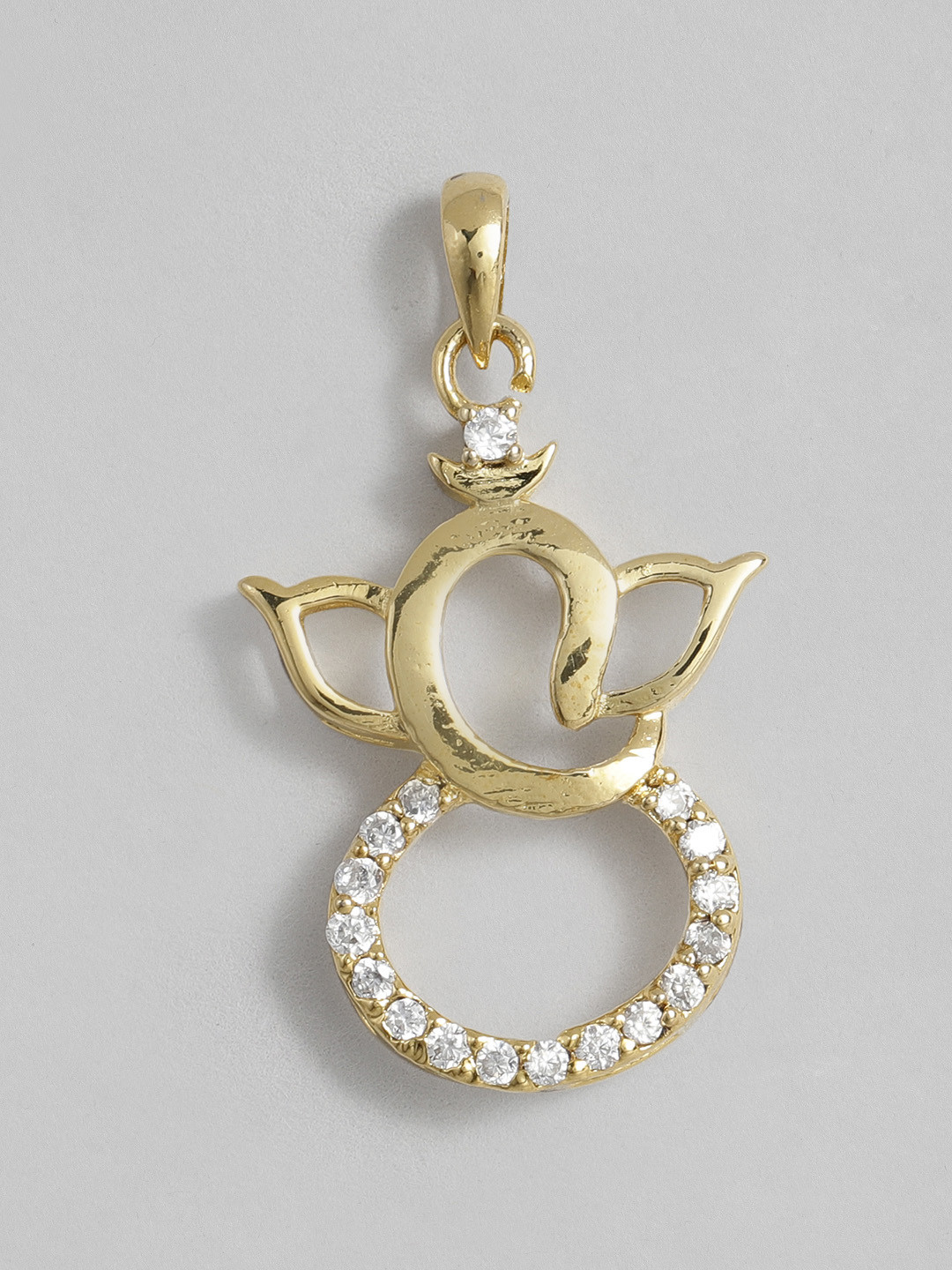 

Onaifa Gold-Toned & Sterling Silver-Plated CZ-Studded Ganesha Pendant