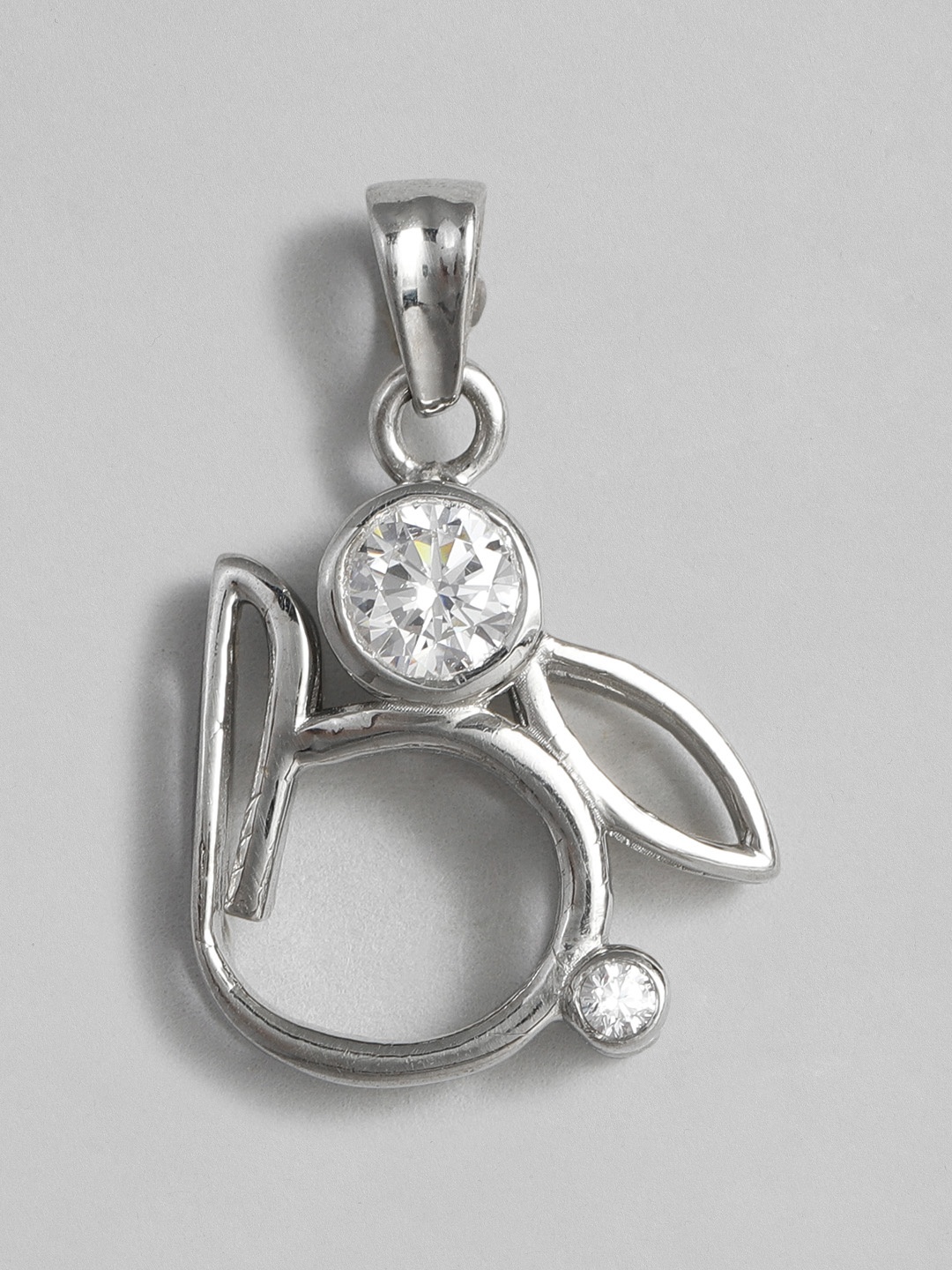 

Onaifa 925 Sterling Silver Rhodium-Plated CZ Studded Quirky Pendant