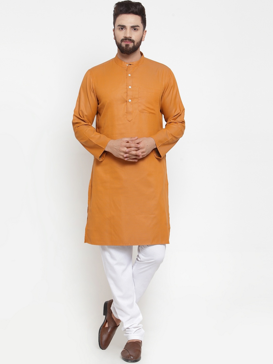 

NEUDIS Men Brown Pure Cotton Kurta with Churidar