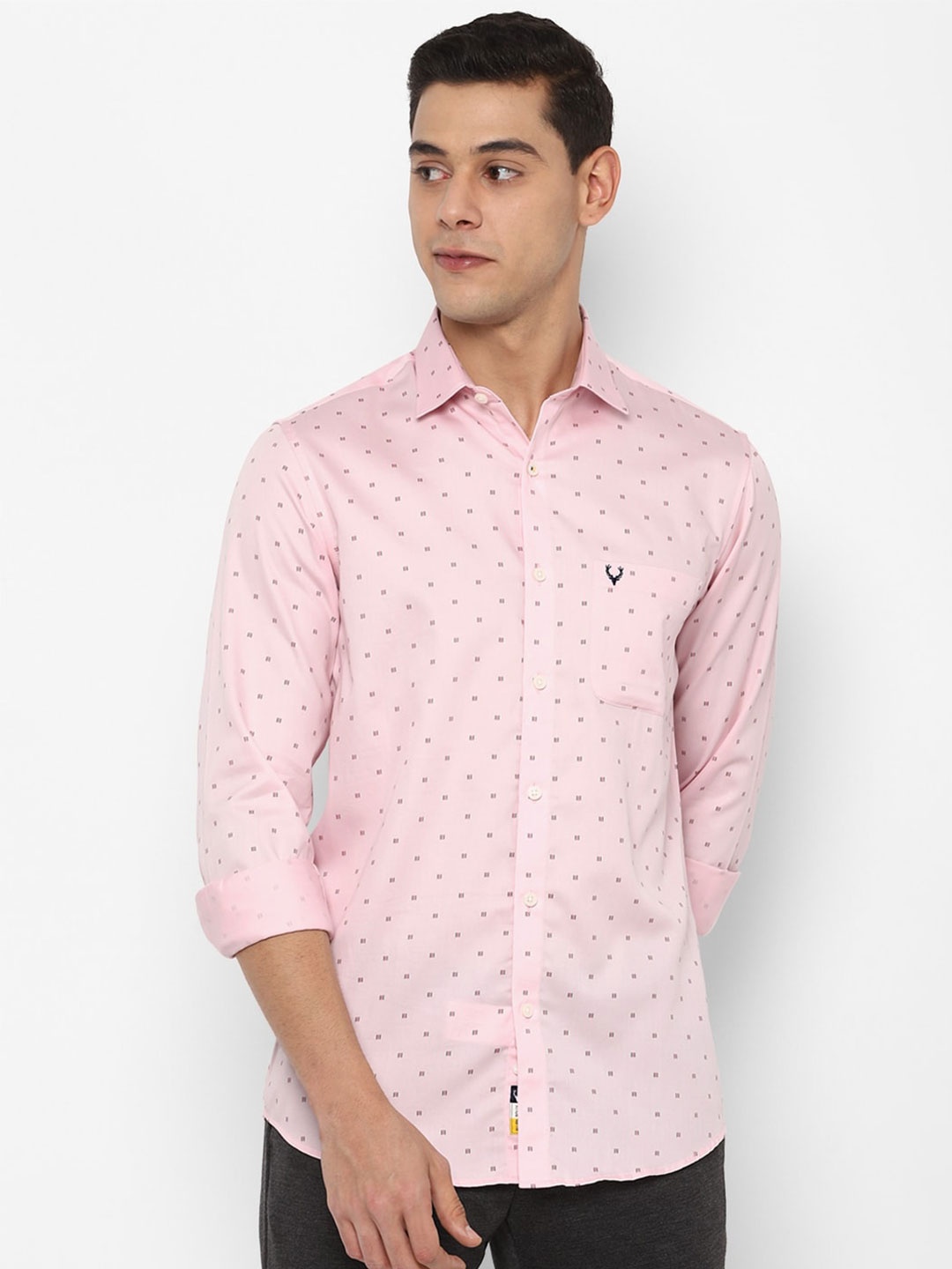 

Allen Solly Men Pink Slim Fit Printed Casual Shirt