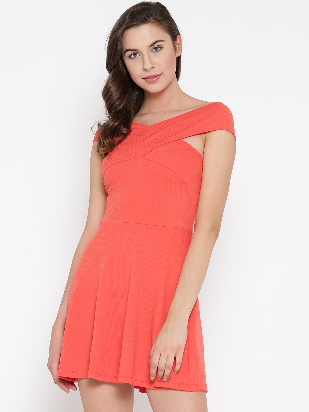 

Veni Vidi Vici Women Orange Solid Fit & Flare Dress