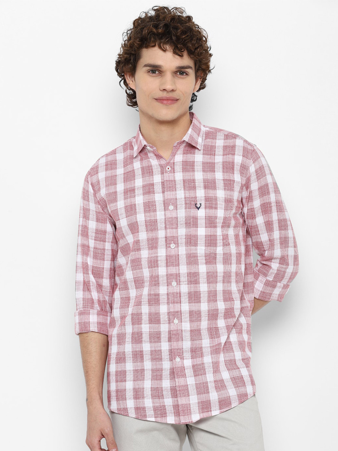 

Allen Solly Men Maroon Slim Fit Checked Casual Shirt