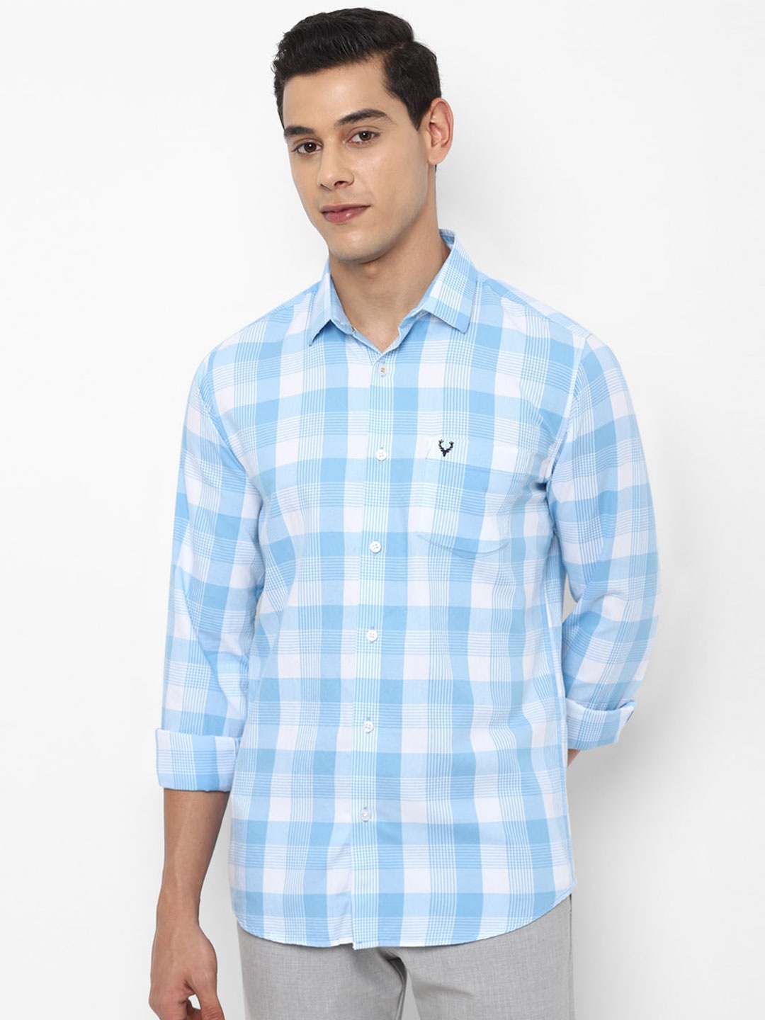 

Allen Solly Men Blue Slim Fit Gingham Checks Casual Shirt