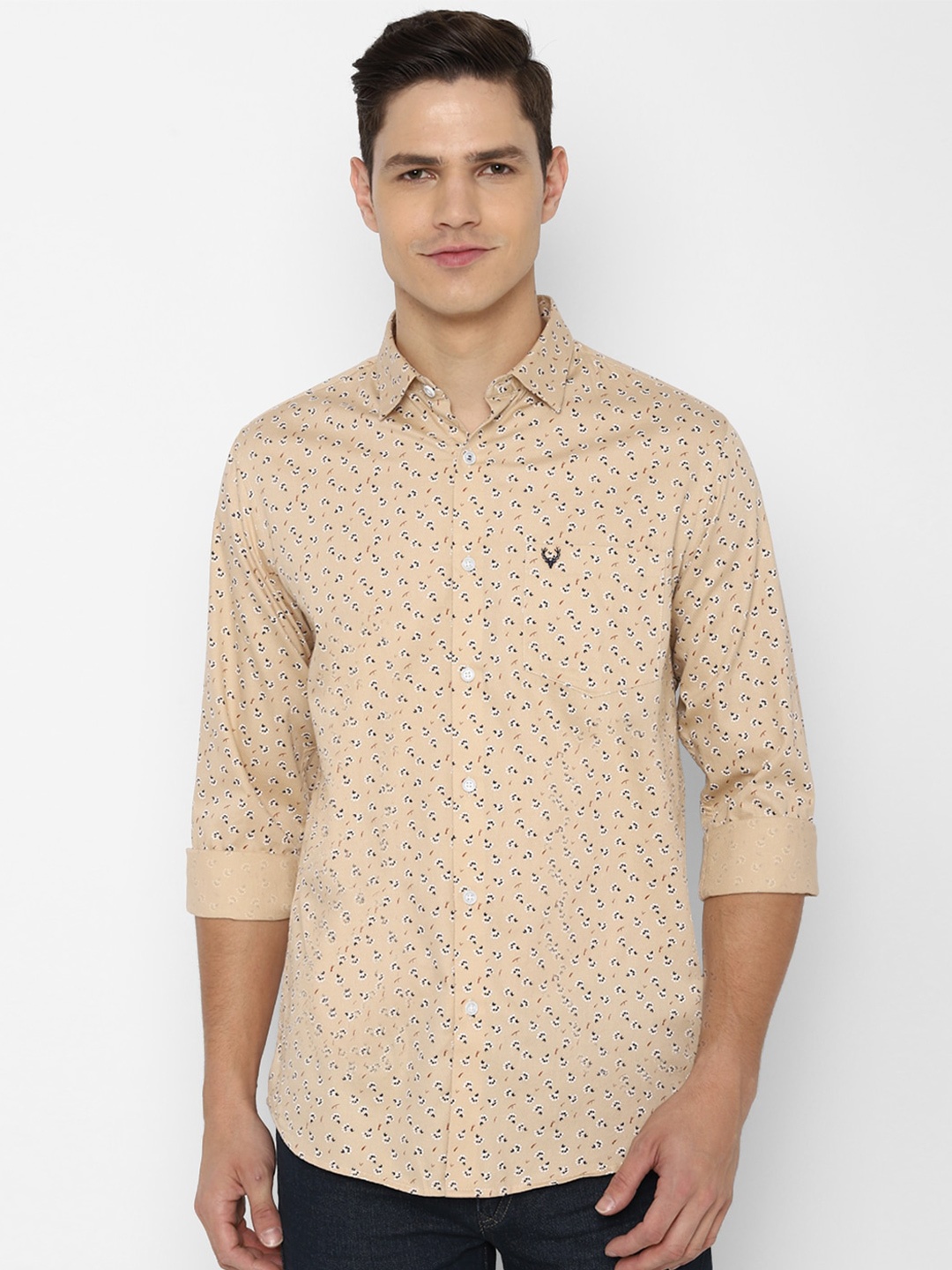 

Allen Solly Men Khaki Slim Fit Floral Printed Casual Shirt