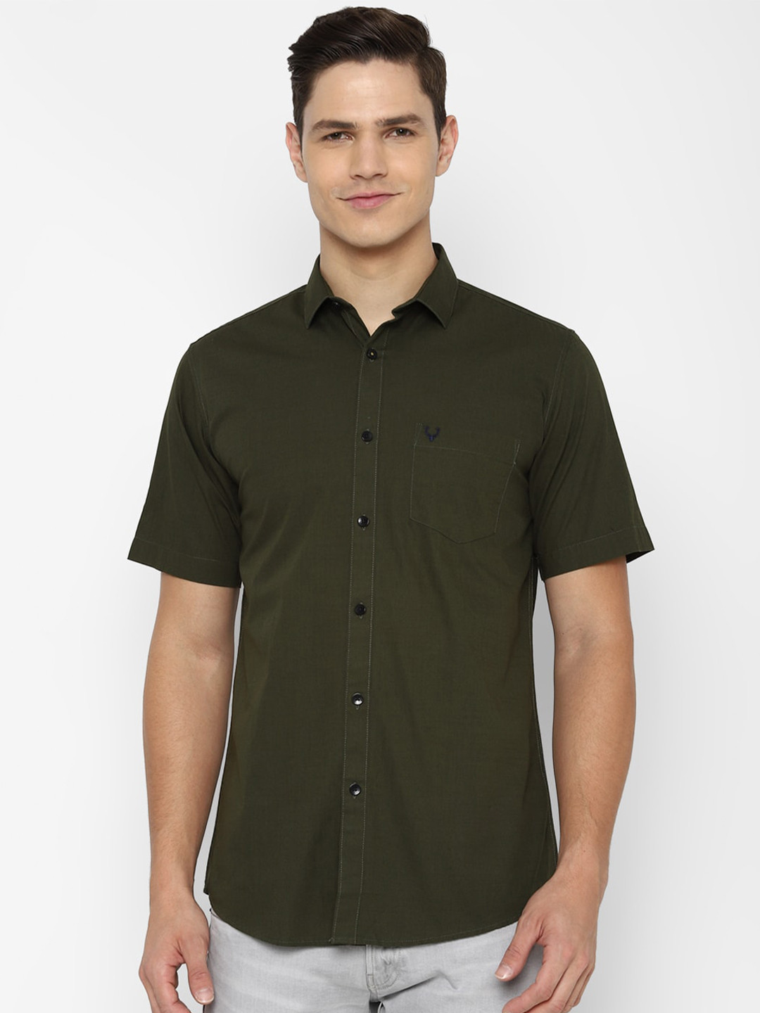 

Allen Solly Men Olive Green Slim Fit Casual Shirt