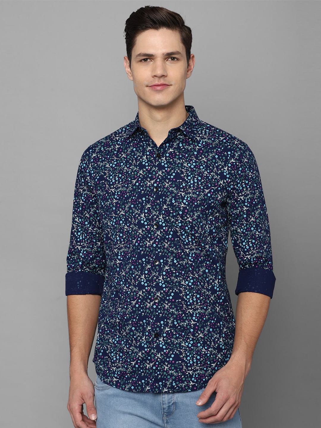 

Allen Solly Men Navy Blue Slim Fit Printed Casual Shirt