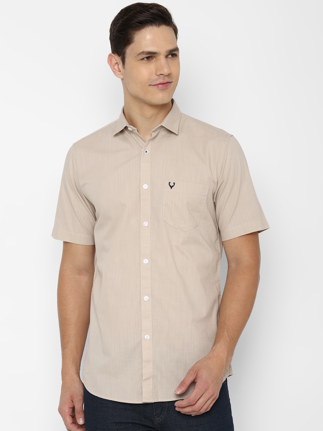 

Allen Solly Men Beige Slim Fit Casual Shirt