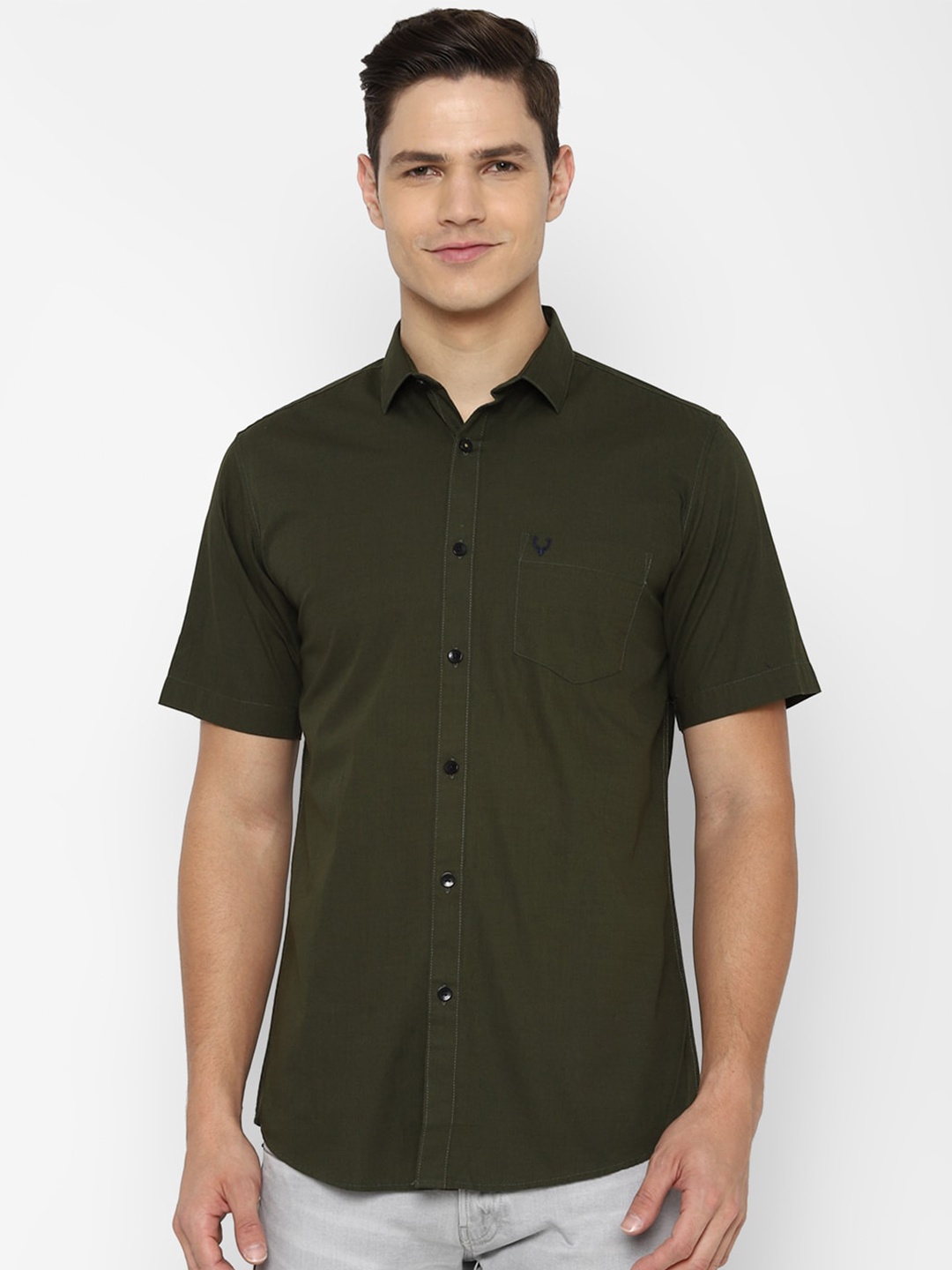 

Allen Solly Men Olive Green Slim Fit Casual Shirt