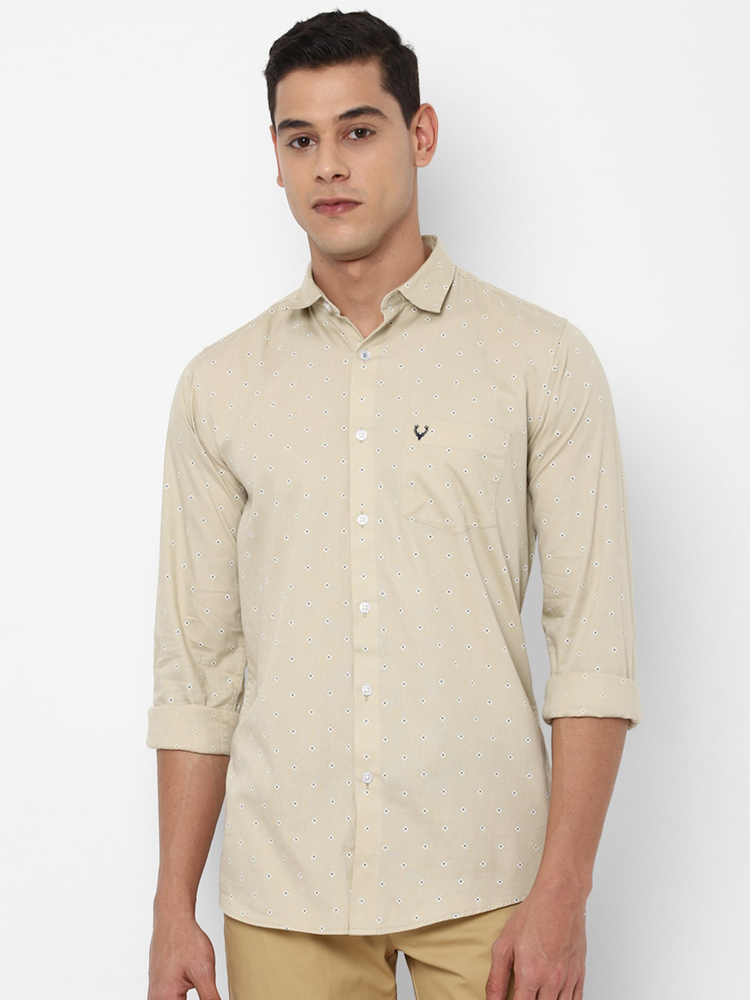 

Allen Solly Men Beige Slim Fit Casual Shirt