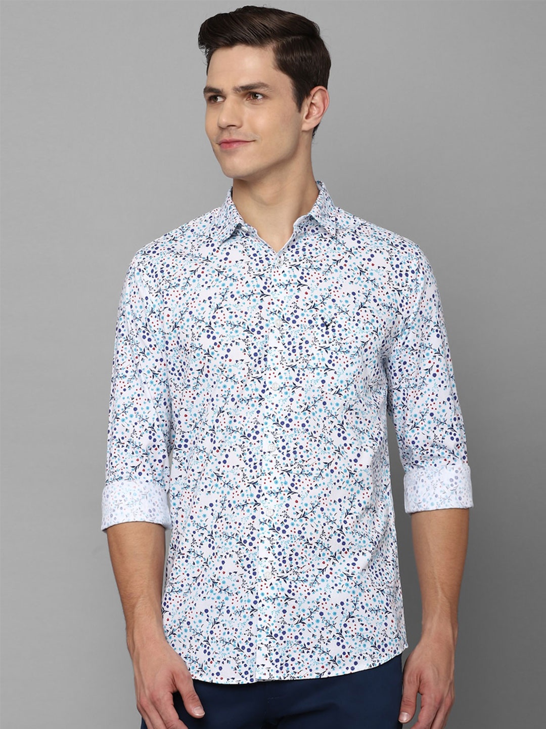 

Allen Solly Men Blue Slim Fit Floral Printed Cotton Casual Shirt