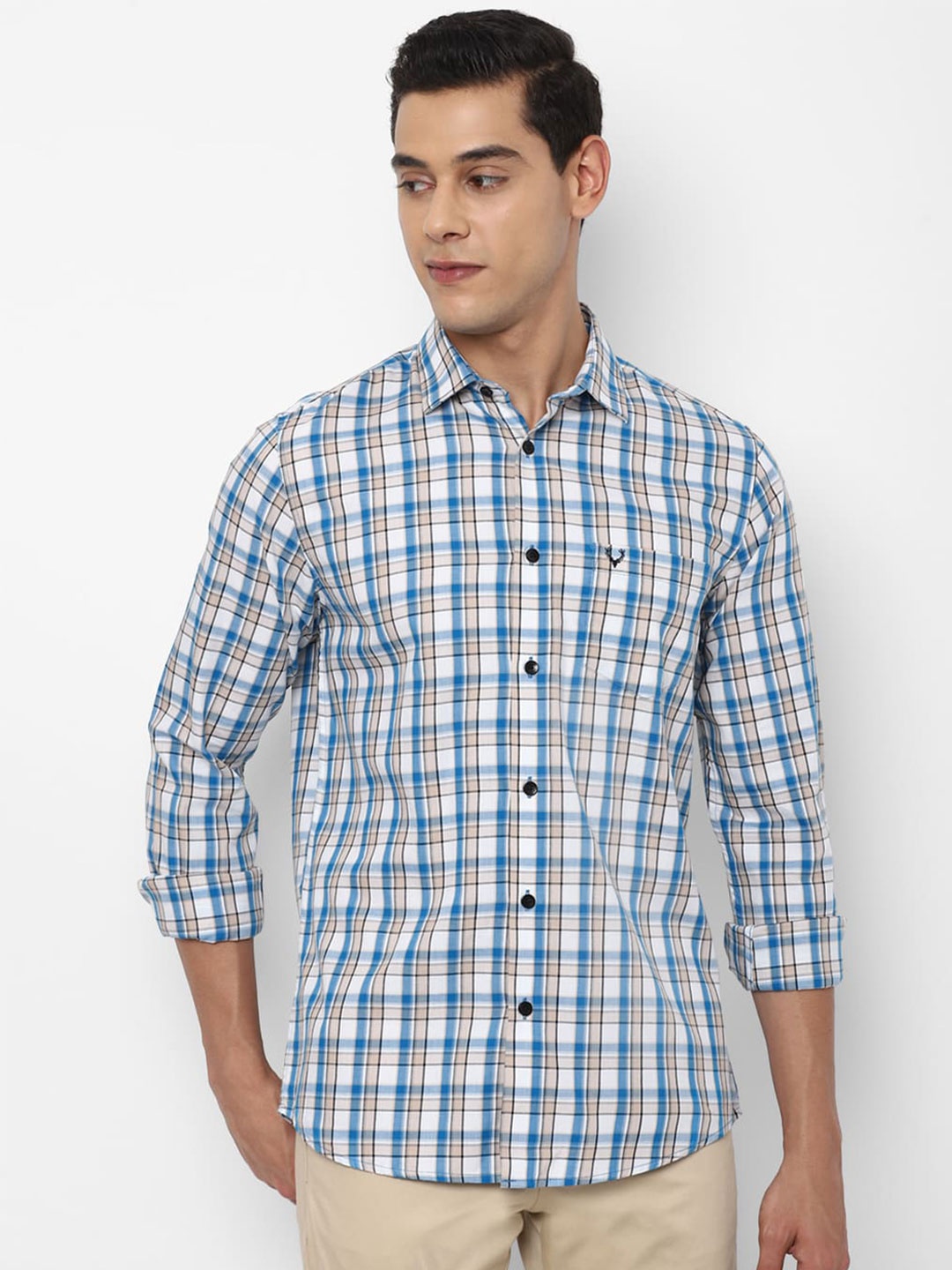 

Allen Solly Men Blue Slim Fit Checked Casual Shirt