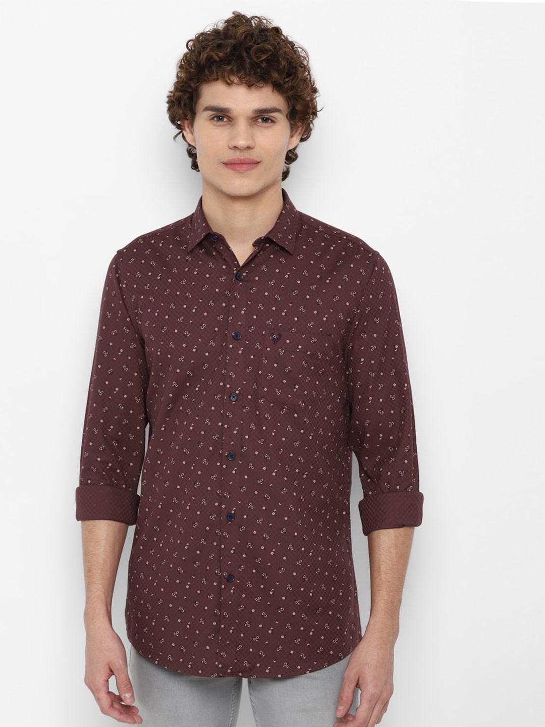 

Allen Solly Men Maroon Slim Fit Floral Printed Casual Shirt