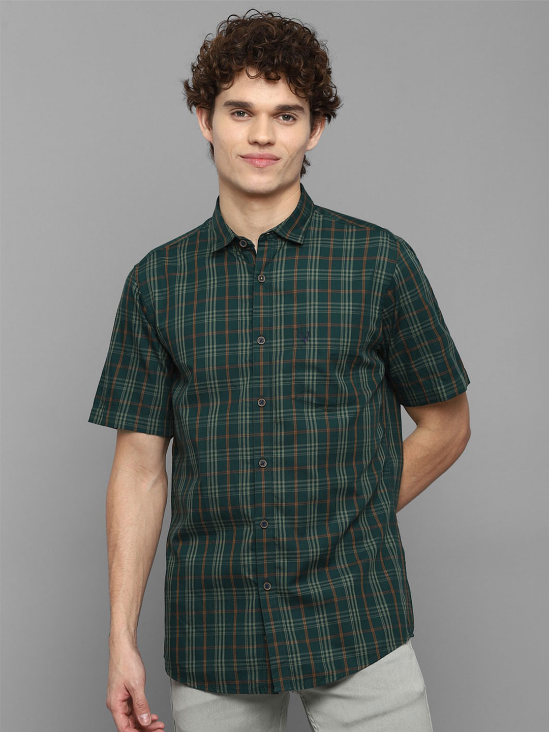 

Allen Solly Men Green Slim Fit Tartan Checks Checked Casual Shirt