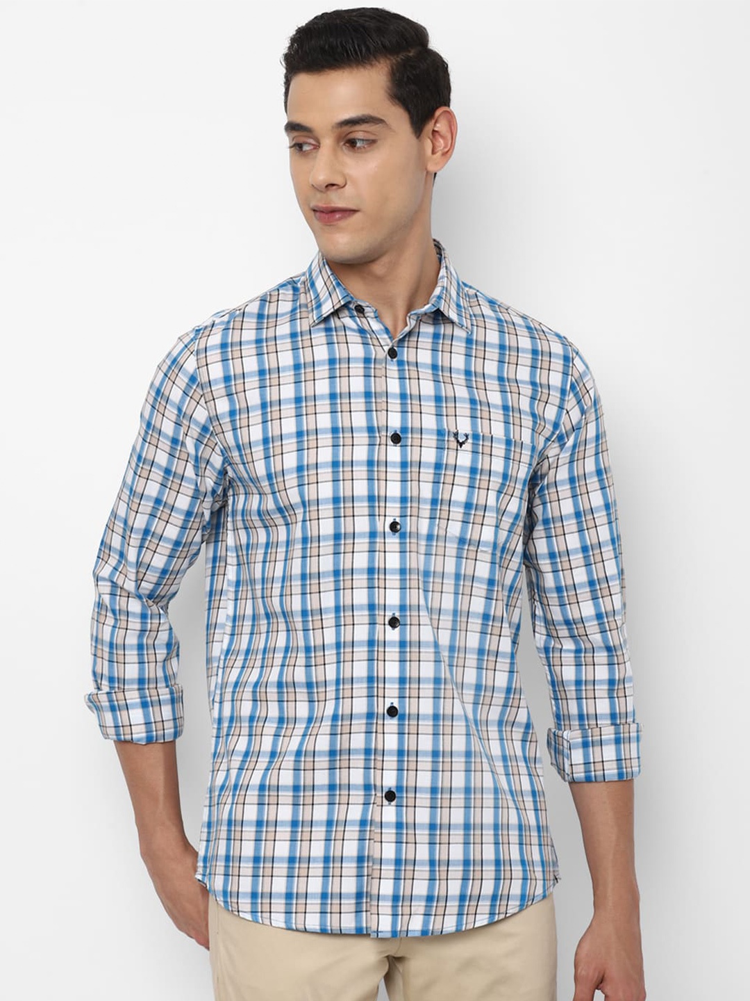 

Allen Solly Men Blue Slim Fit Checked Casual Shirt