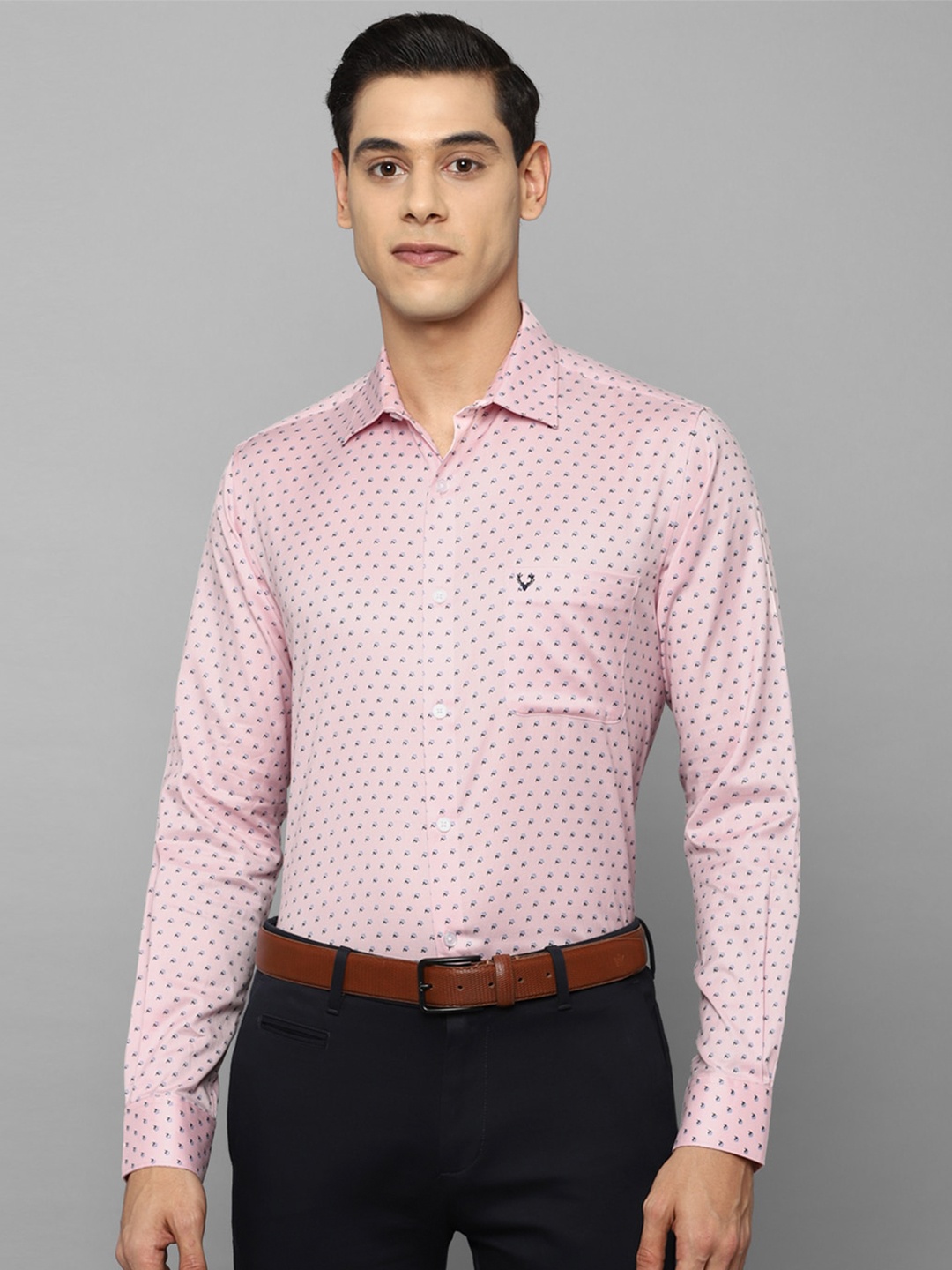 

Allen Solly Men Pink Slim Fit Printed Formal Shirt