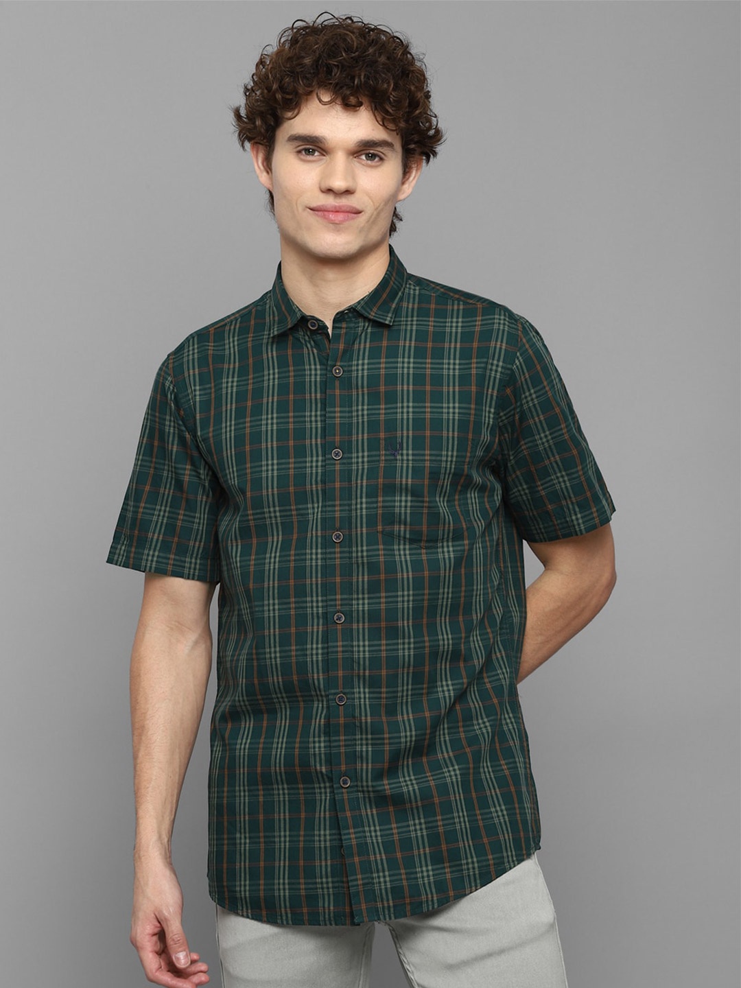 

Allen Solly Men Green Slim Fit Tartan Checks Checked Casual Shirt