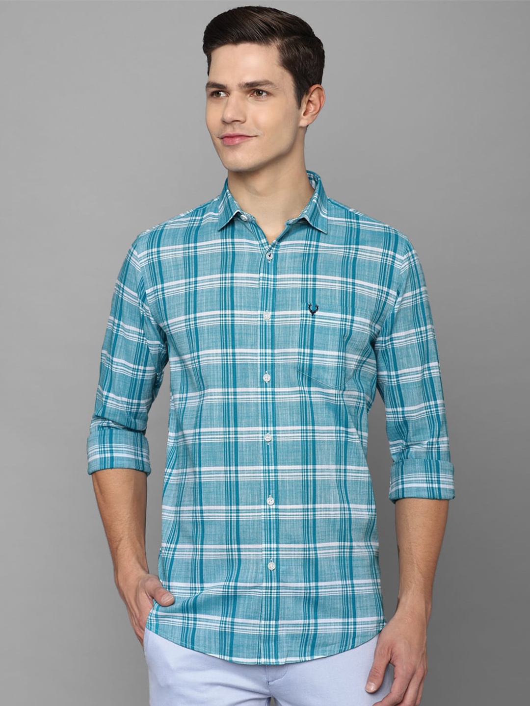 

Allen Solly Men Green Slim Fit Tartan Checks Checked Casual Shirt