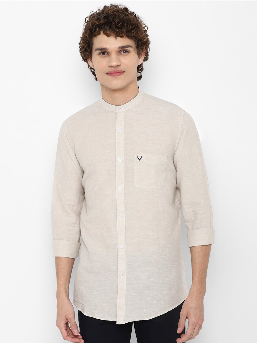 

Allen Solly Men Beige Slim Fit Casual Shirt