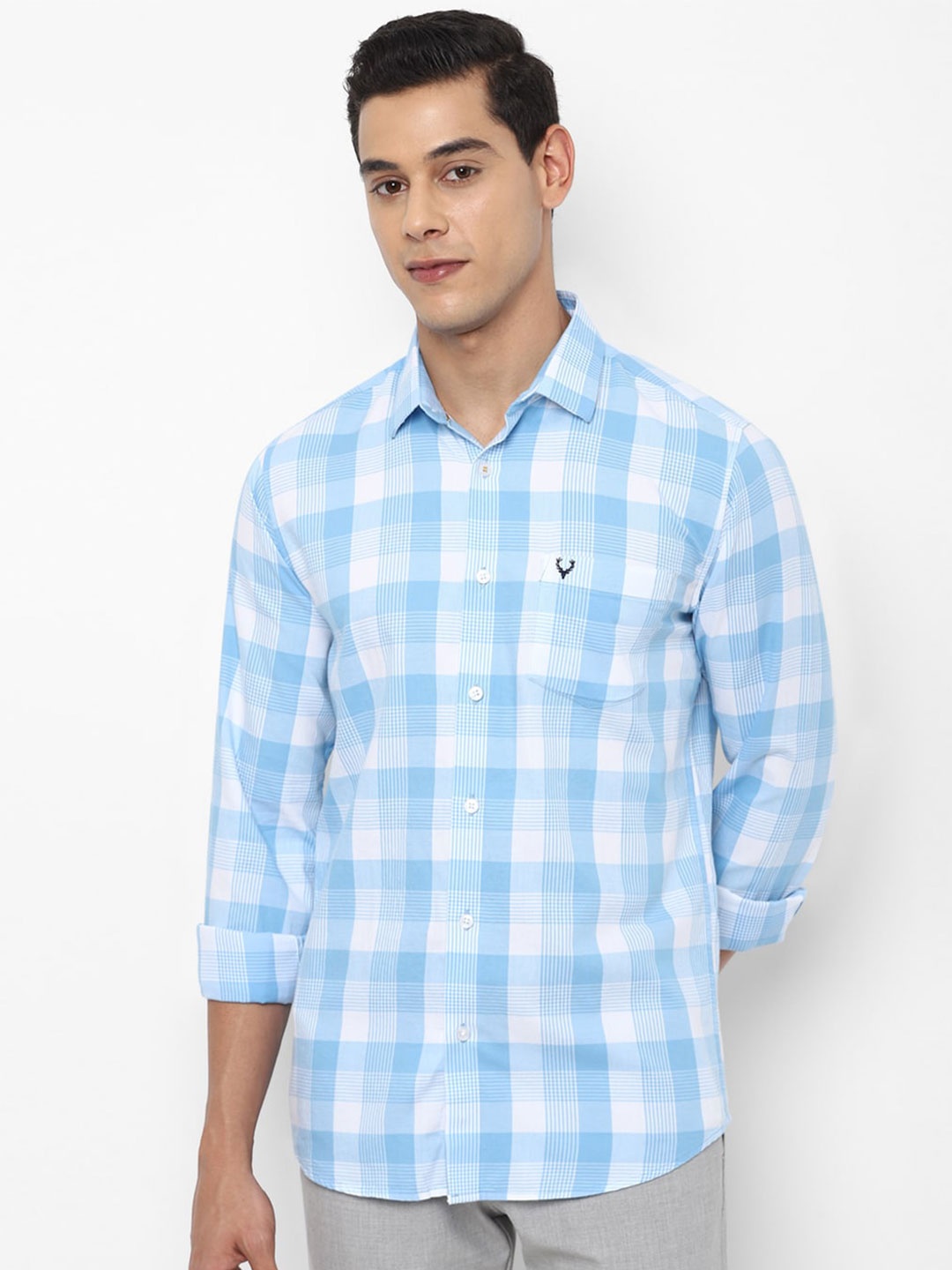 

Allen Solly Men Blue Slim Fit Gingham Checks Checked Casual Shirt