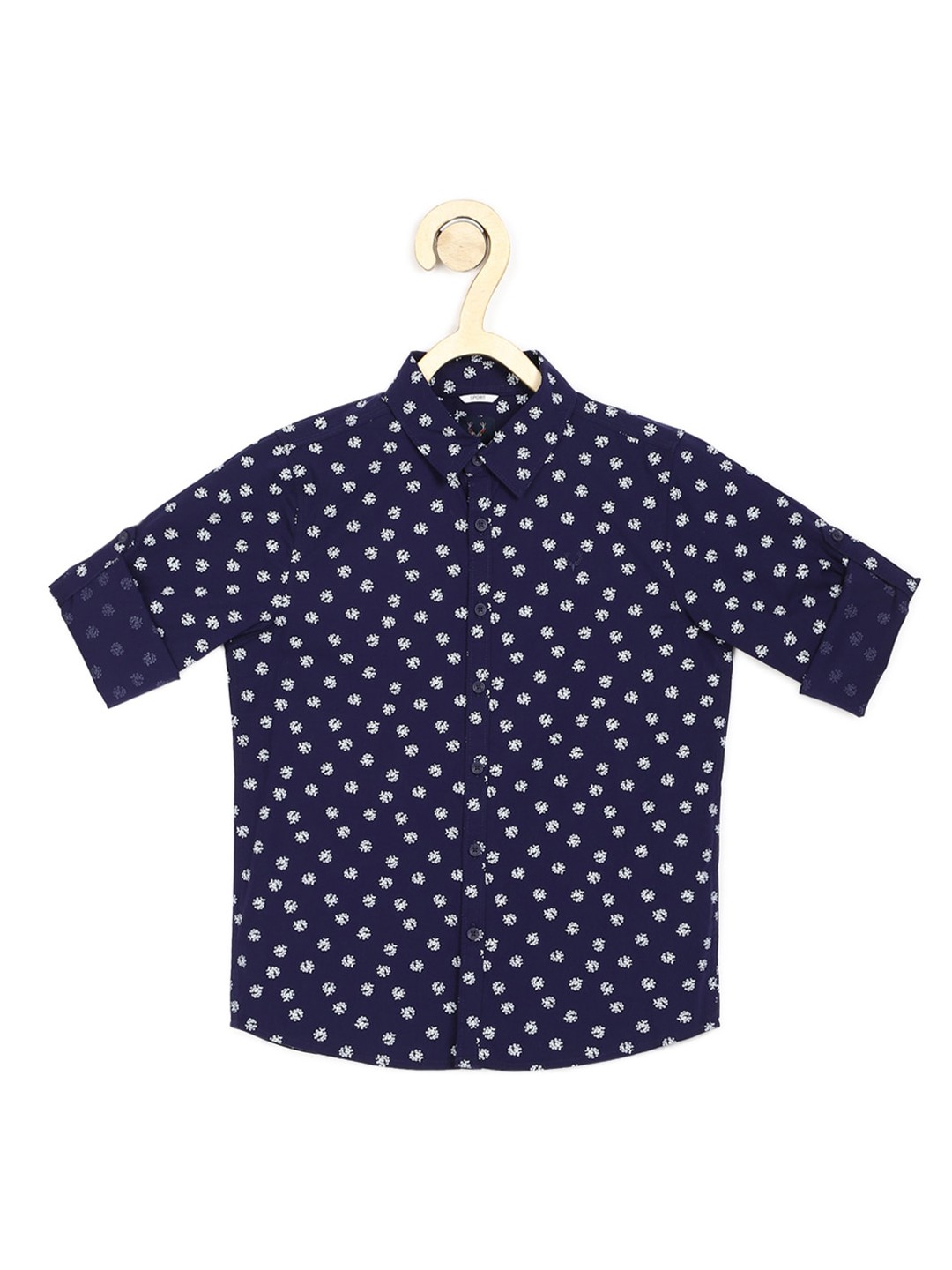 

Allen Solly Junior Boys Navy Blue Slim Fit Printed Cotton Casual Shirt