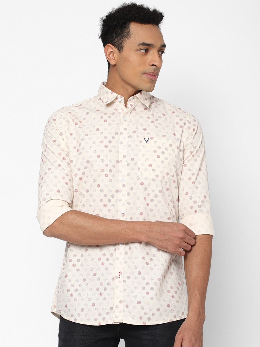 

Allen Solly Men Cream-Coloured Printed Casual Shirt