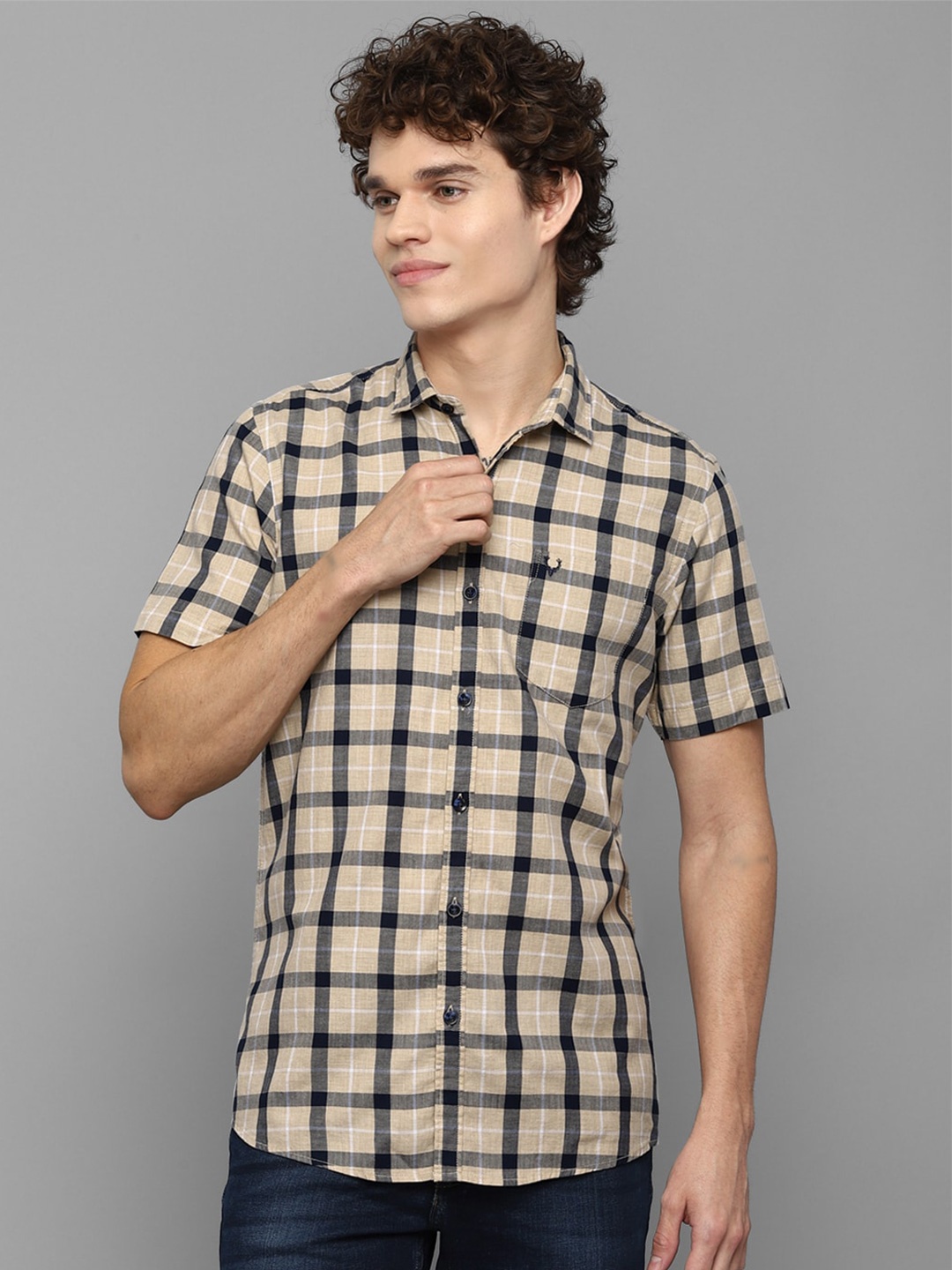 

Allen Solly Sport Men Beige Tartan Checks Checked Casual Shirt
