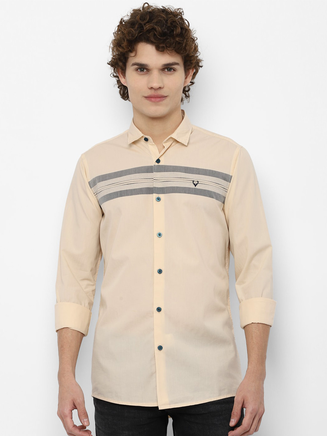 

Allen Solly Sport Men Cream-Coloured Horizontal Stripes Casual Shirt