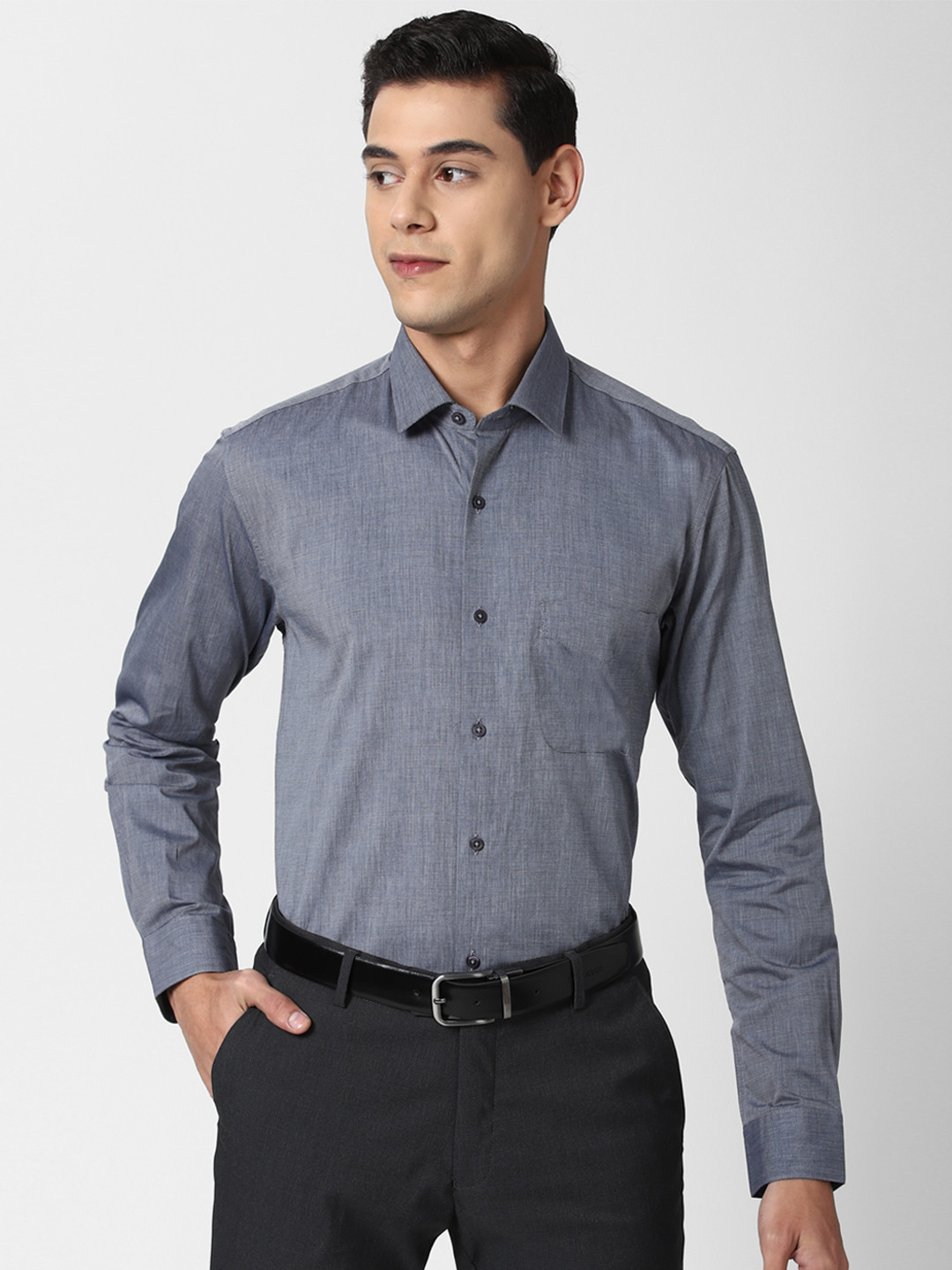 

Peter England Men Grey Cotton Formal Shirt