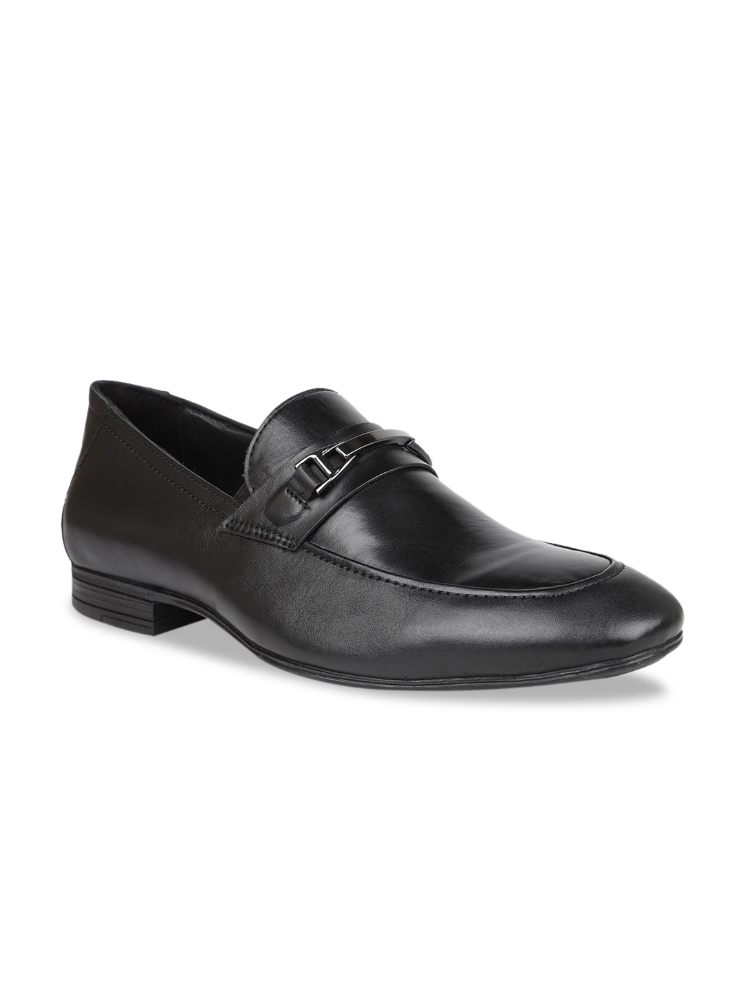

PRIVO by Inc.5 Men Black Solid Leather Formal Loafers