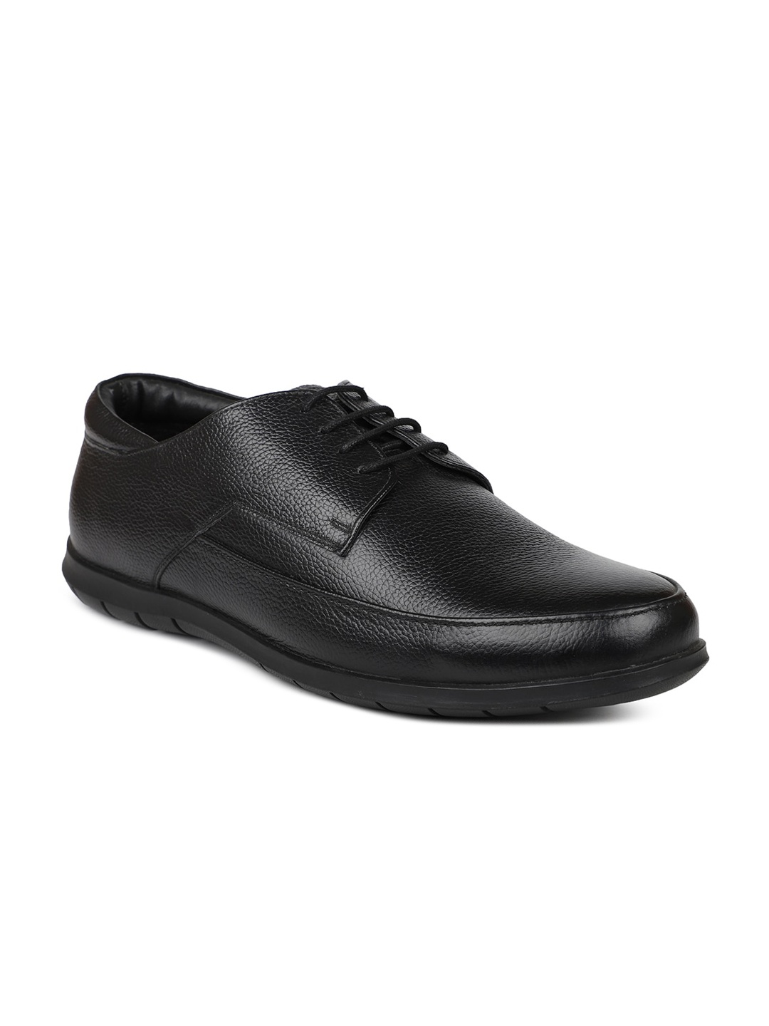 

PRIVO Men Black Solid Leather Formal Derbys