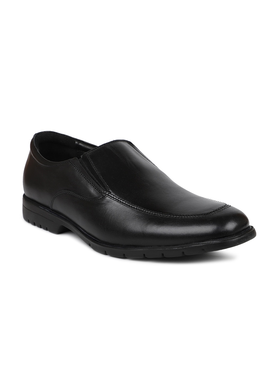 

PRIVO by Inc.5 Men Black Solid Leather Formal Loafer