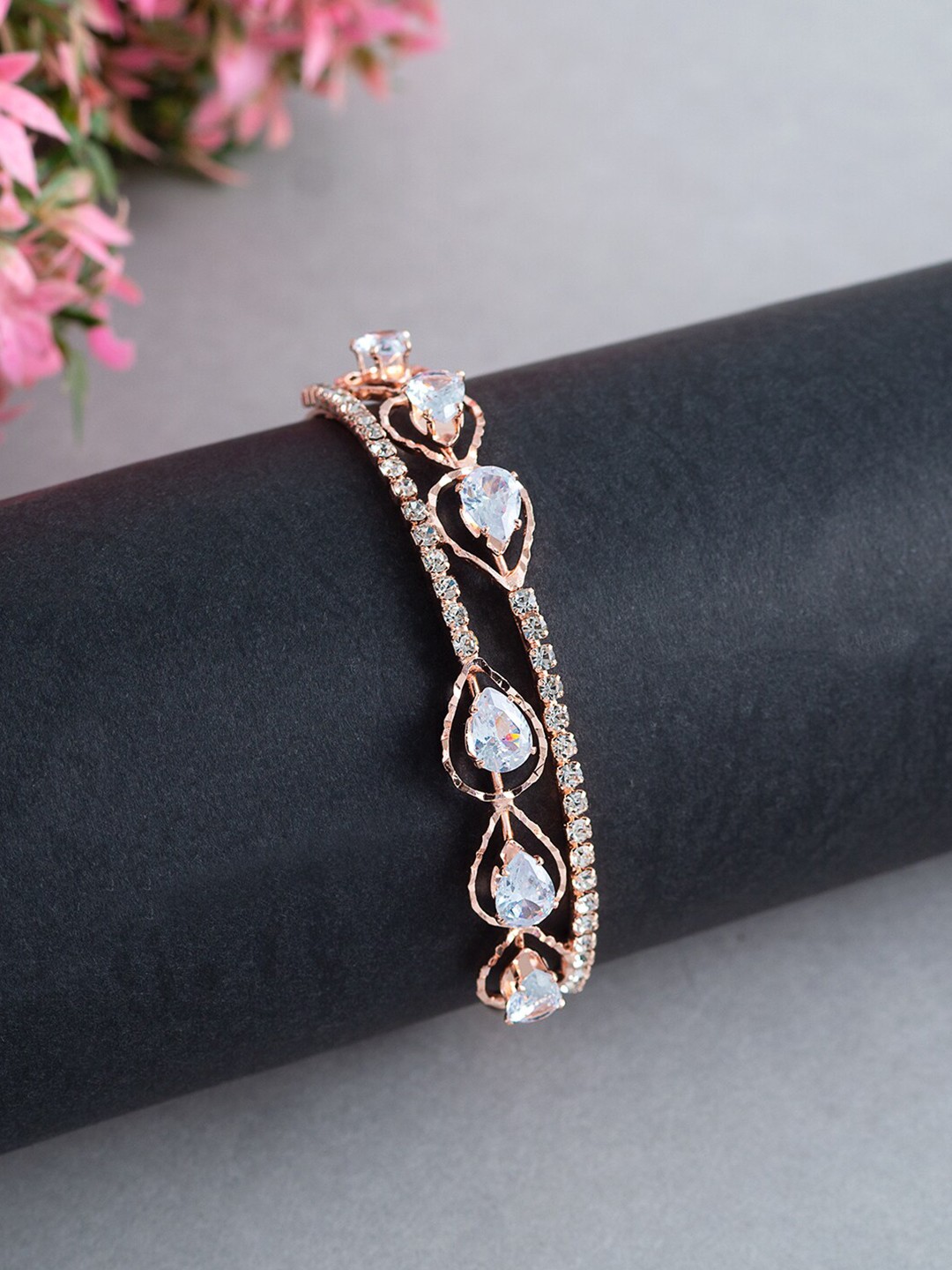 

Golden Peacock Girls Rose Gold & White Handcrafted Bangle-Style Bracelet