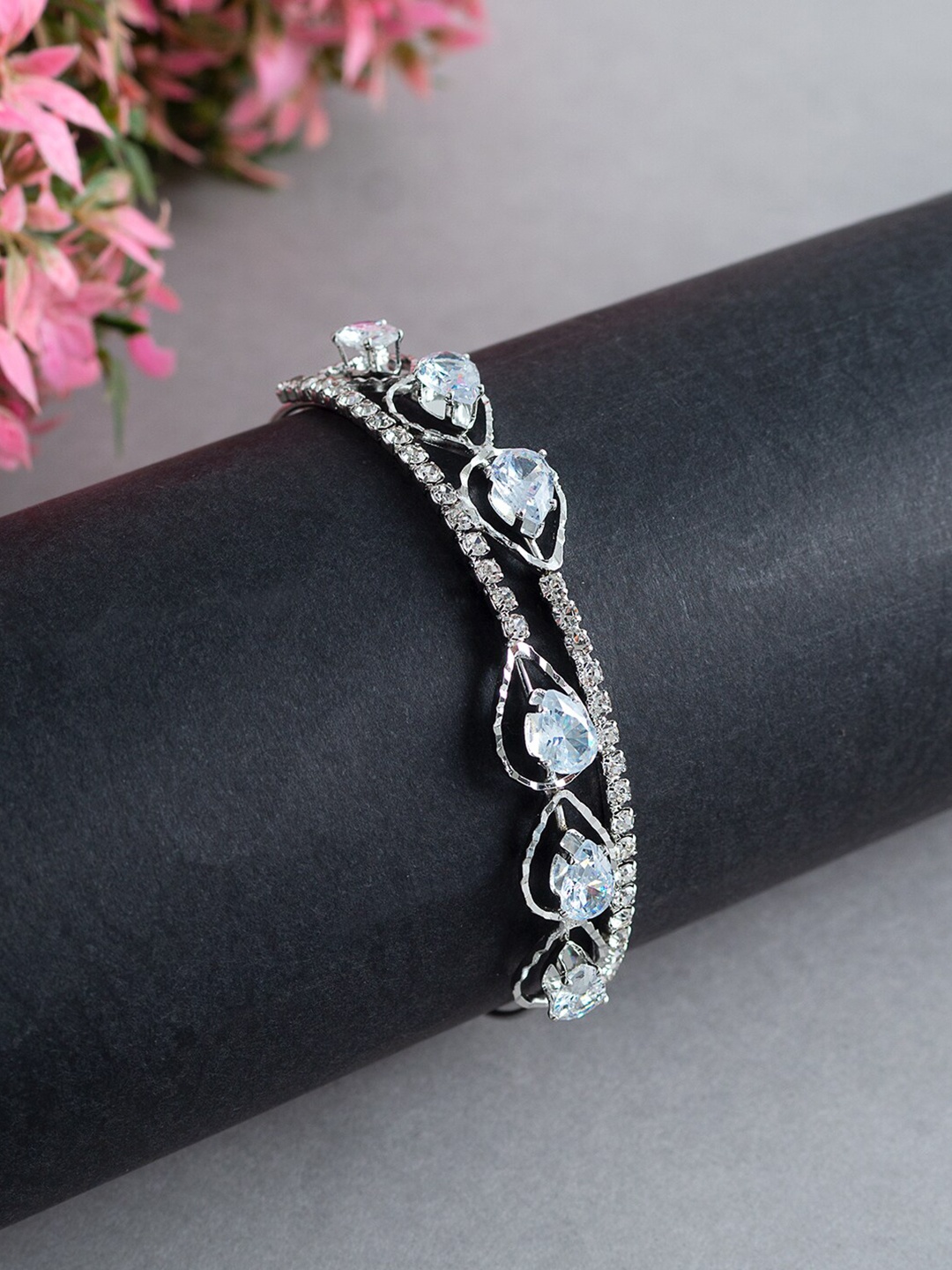 

Golden Peacock Girls Silver-Toned & Blue Handcrafted Bangle-Style Bracelet