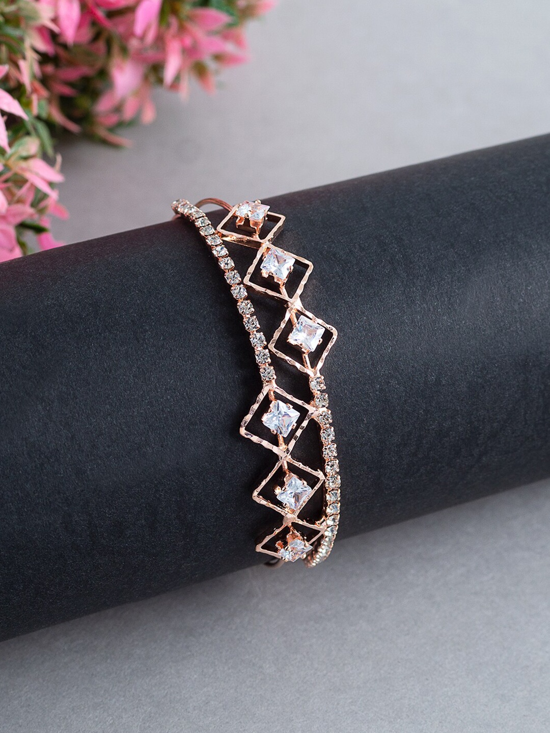 

Golden Peacock Girls Rose Gold & White Handcrafted Bangle-Style Bracelet