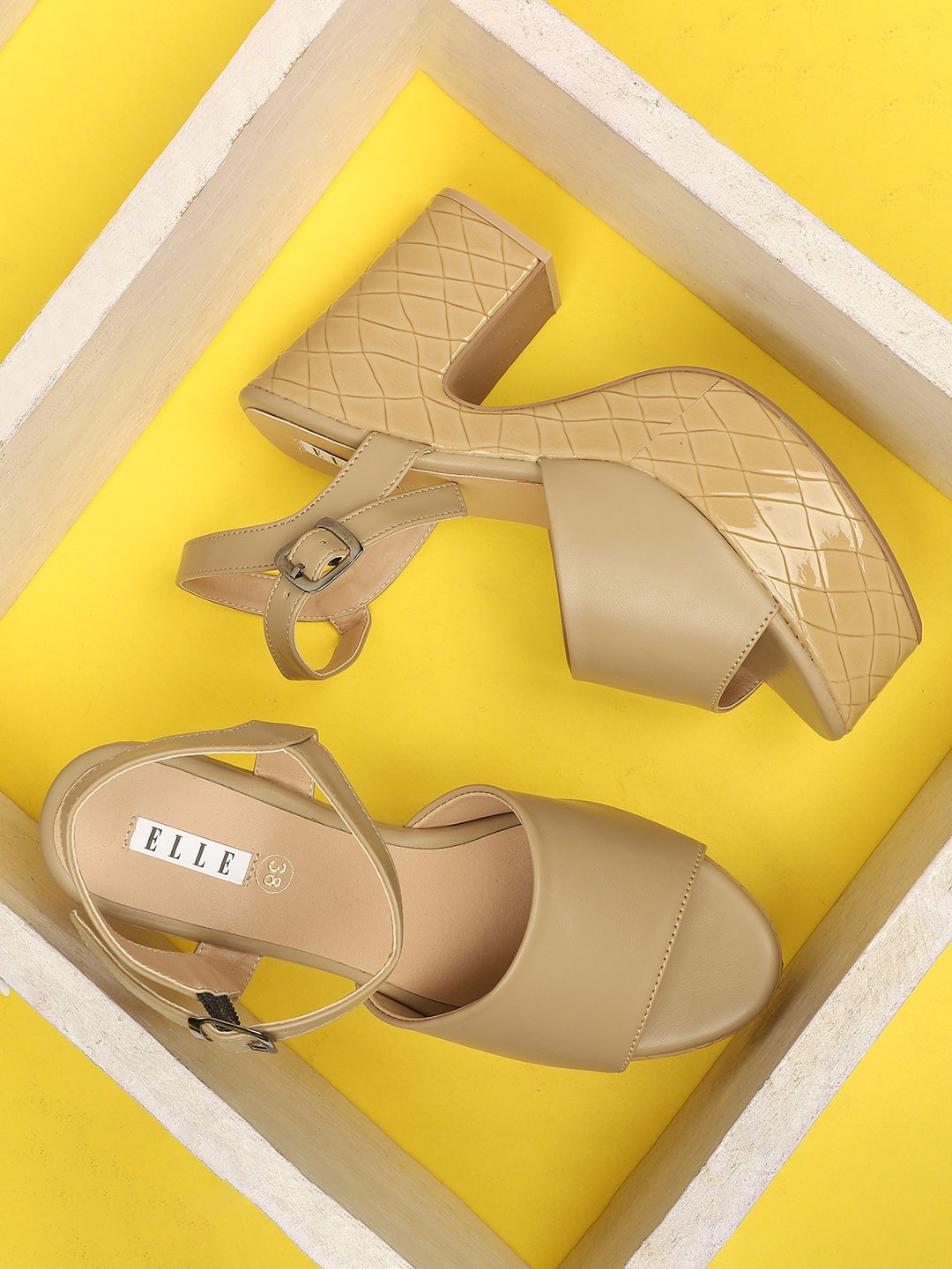 

ELLE Beige Solid Block Heels