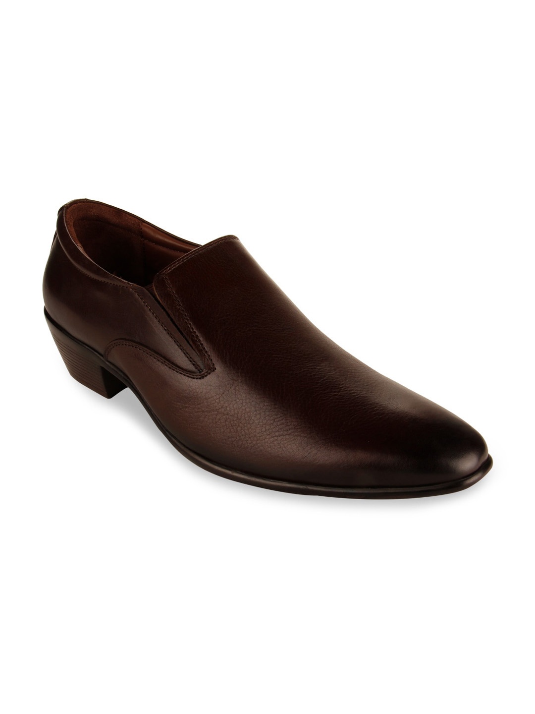 

Regal Men Brown Solid Leather Formal Slip-On Shoes