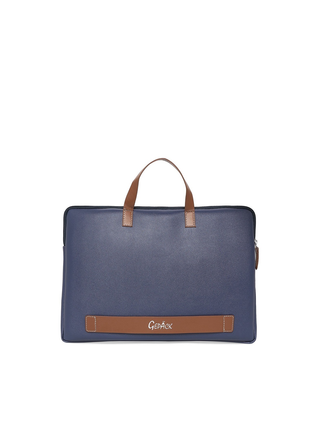 

GEPACK Unisex Navy Blue & Brown Laptop Bag