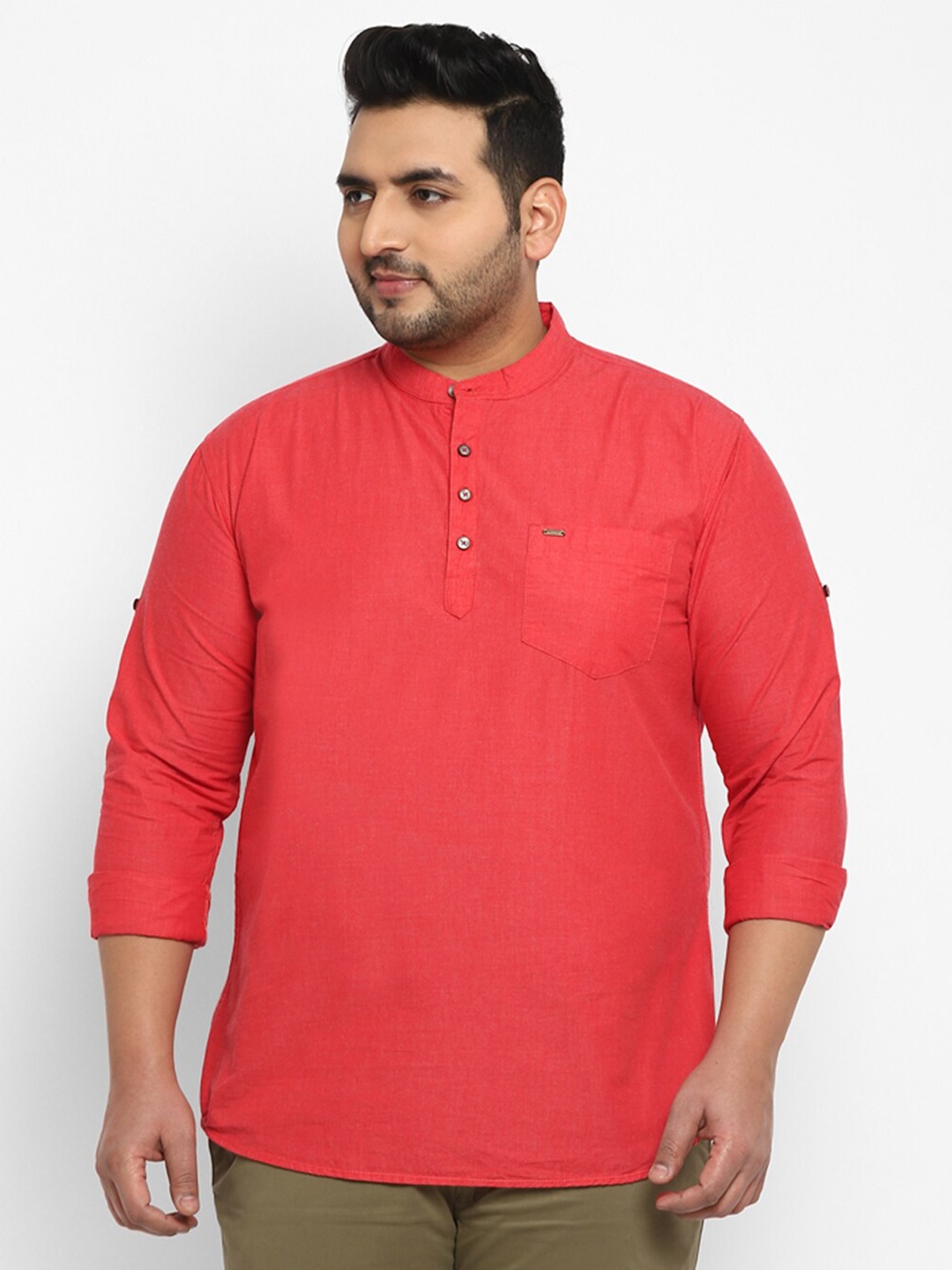 

Urbano Plus Men Red Solid Cotton Casual Shirt