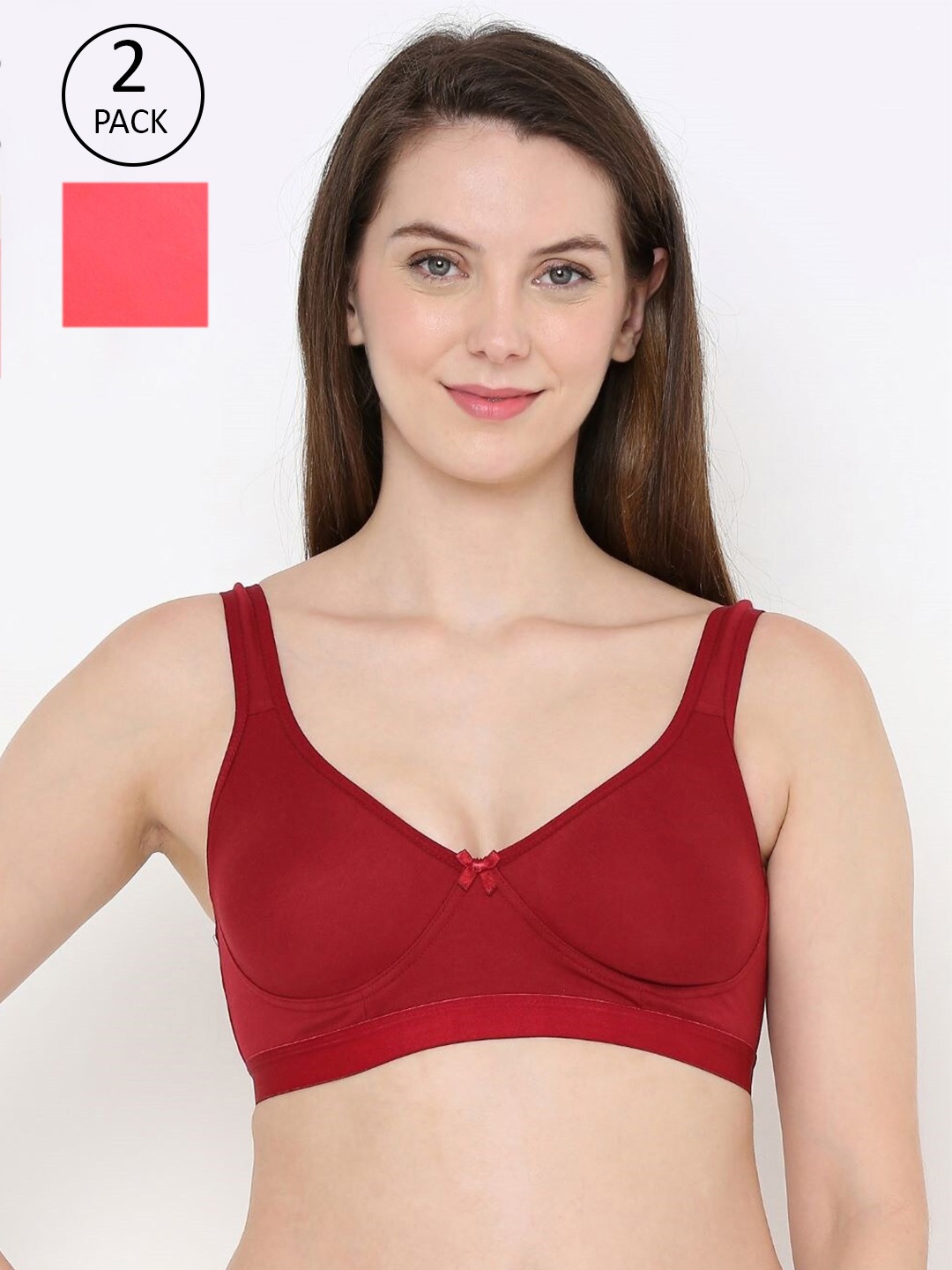 

Berrys Intimatess Maroon & Peach-Coloured Bra