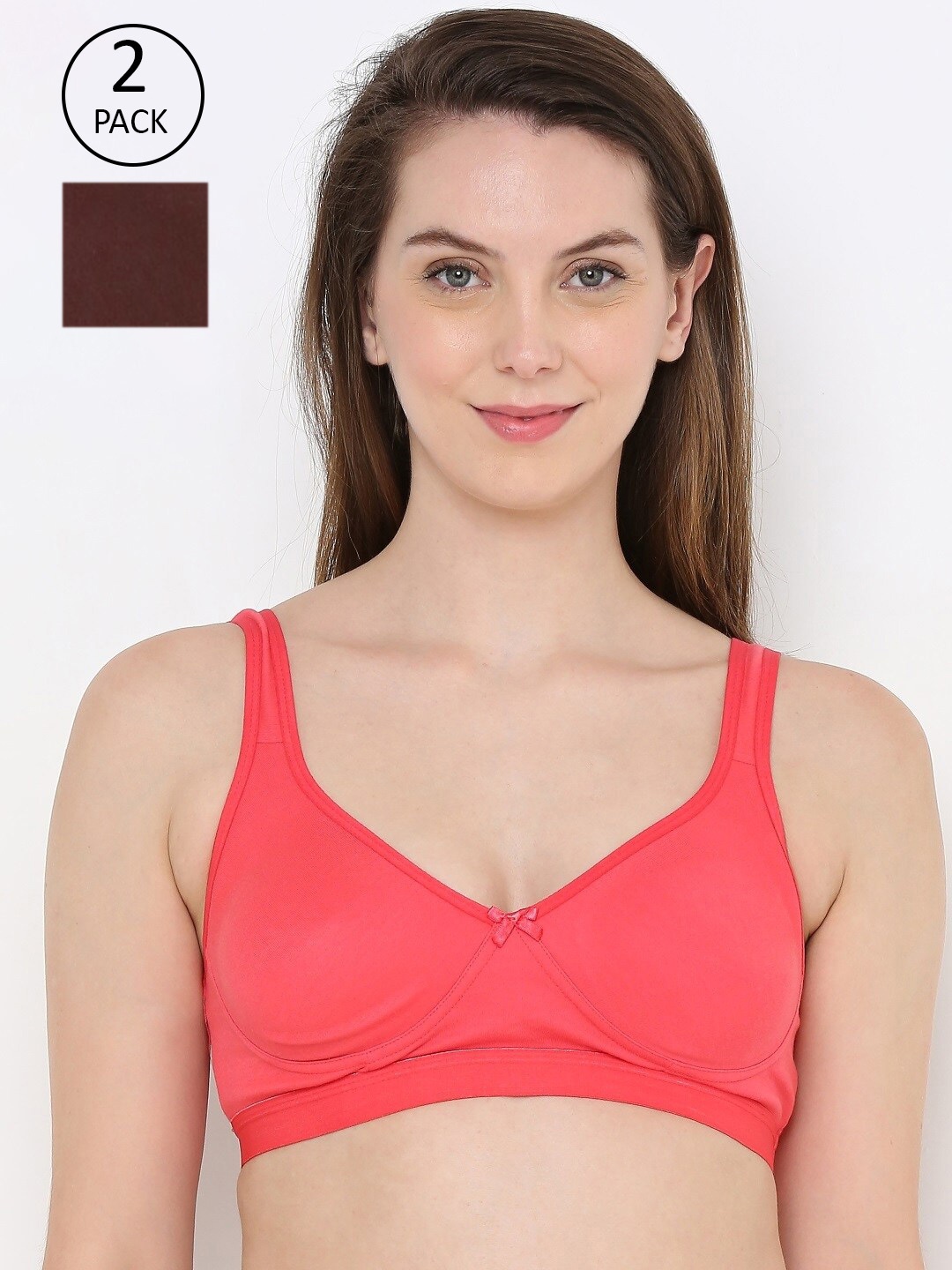 

Berrys Intimatess Pack of 2 Peach-Coloured & Brown Everday Sports Bra