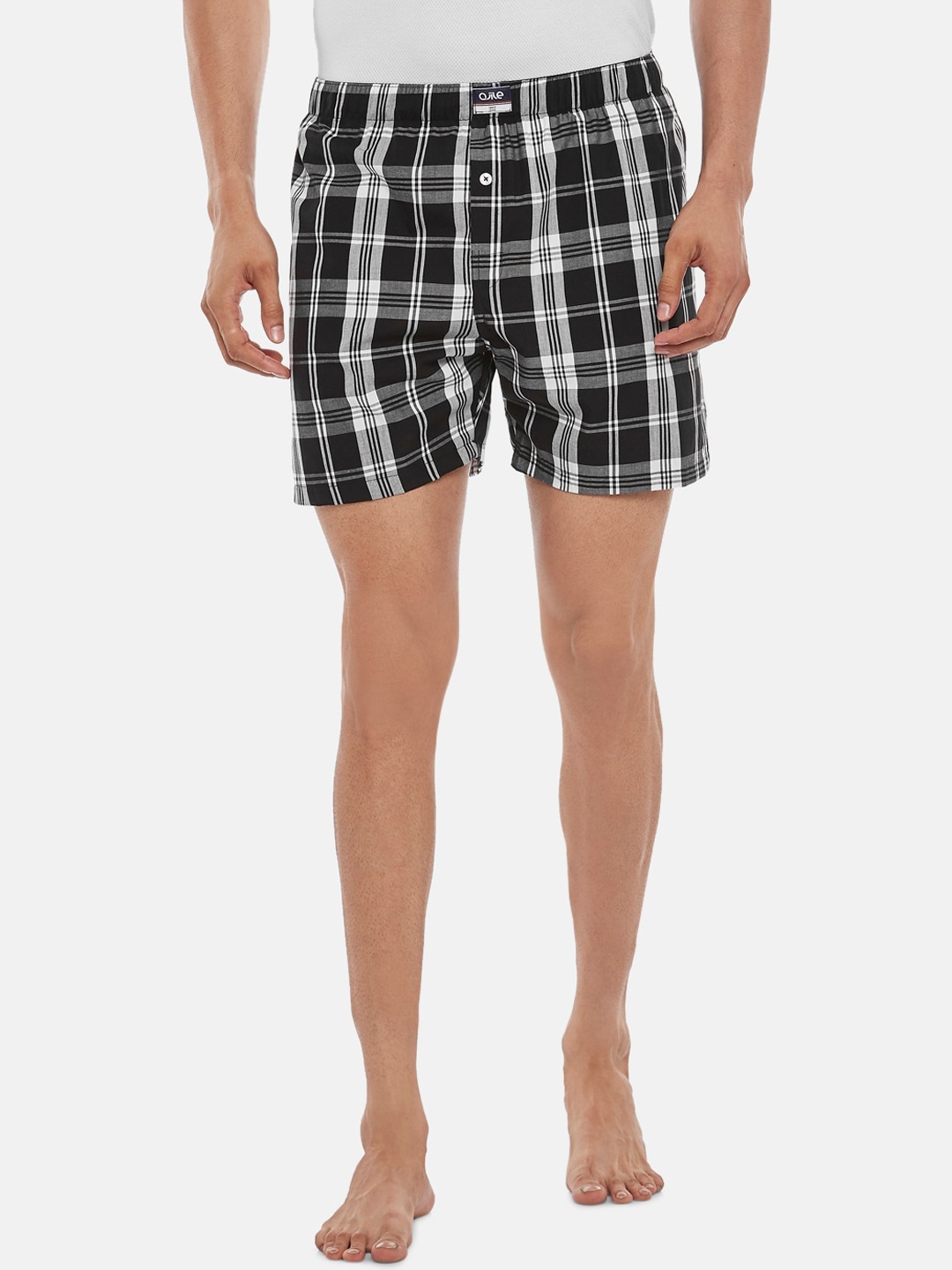 

Ajile by Pantaloons Men Black Checked Pure Cotton Boxers