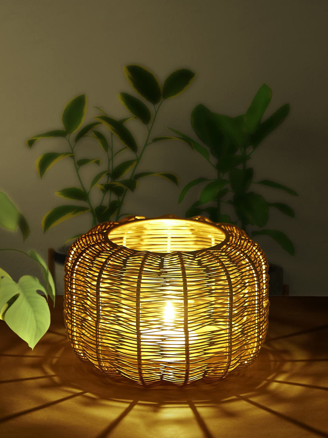 

Living scapes by Pantaloons Gold-Colored Solid Weaved Candle Holders