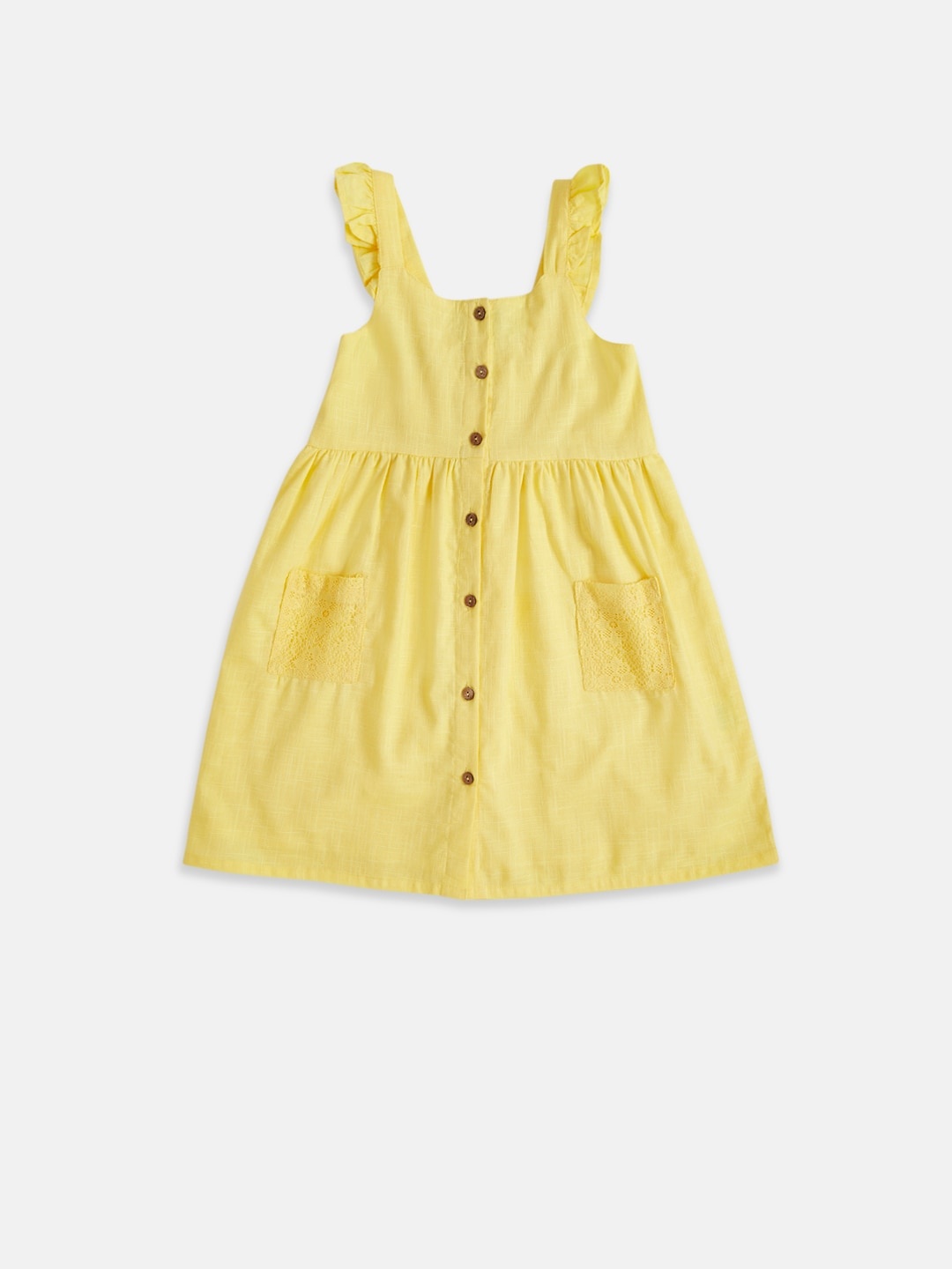 

Pantaloons Junior Girls Yellow Cotton A-Line Dress