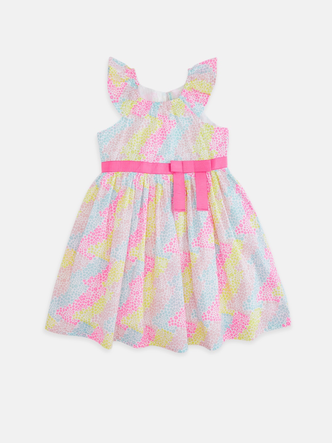 

Pantaloons Junior Girls Pink & Blue Printed Cotton Dress