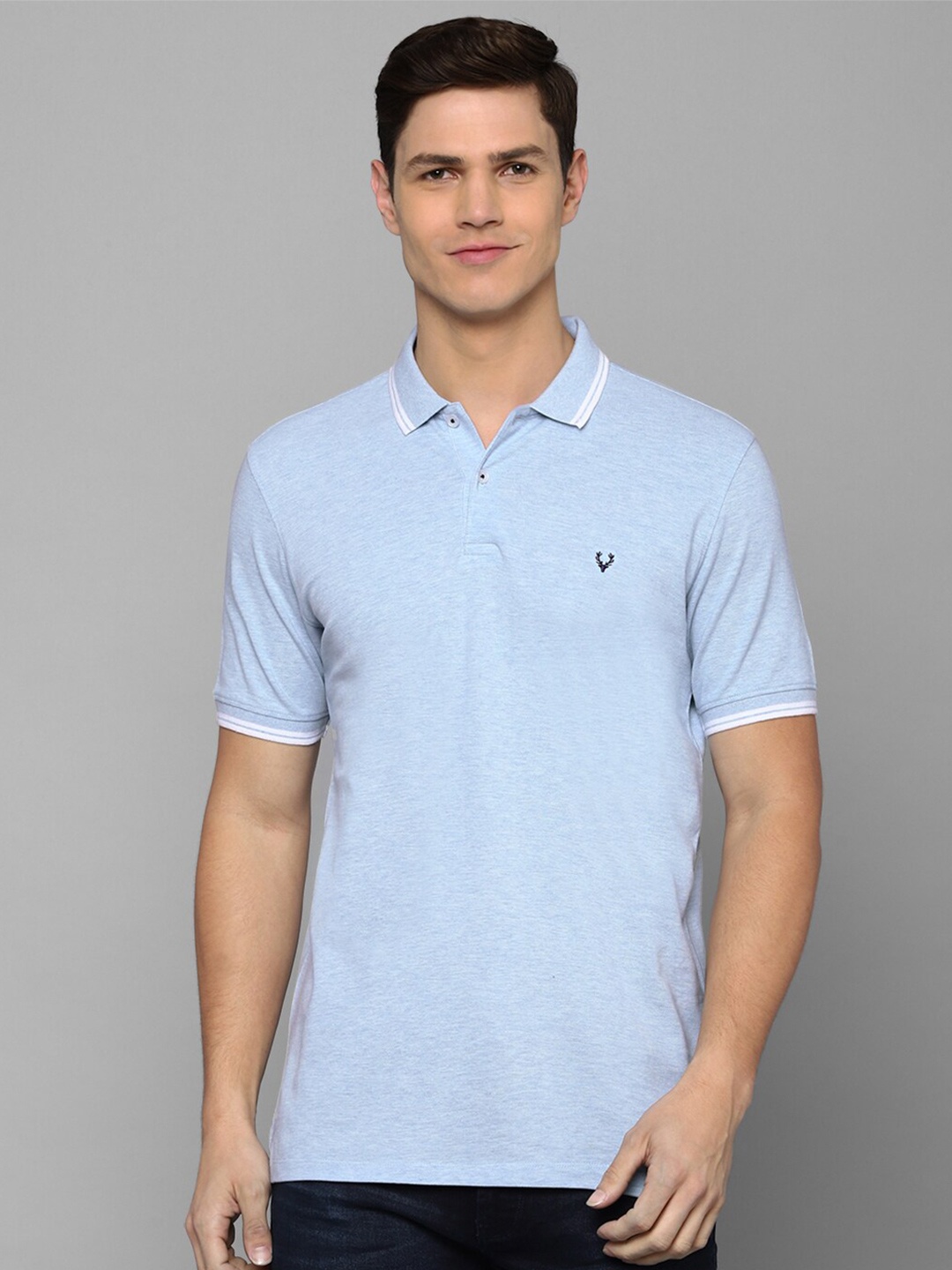 

Allen Solly Men Blue Solid Polo Collar T-shirt